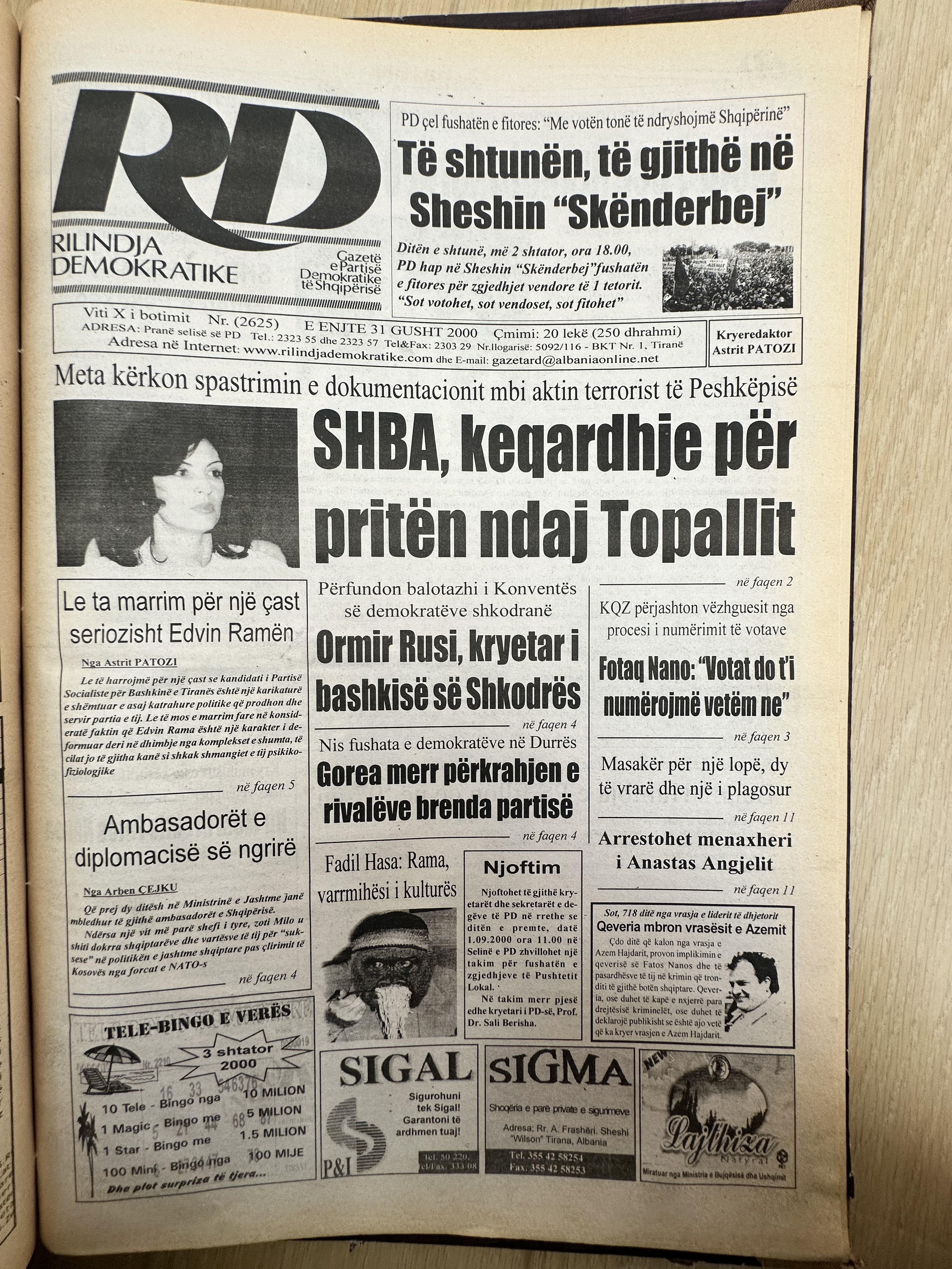 Rilindja Demokratike 2000-08-31