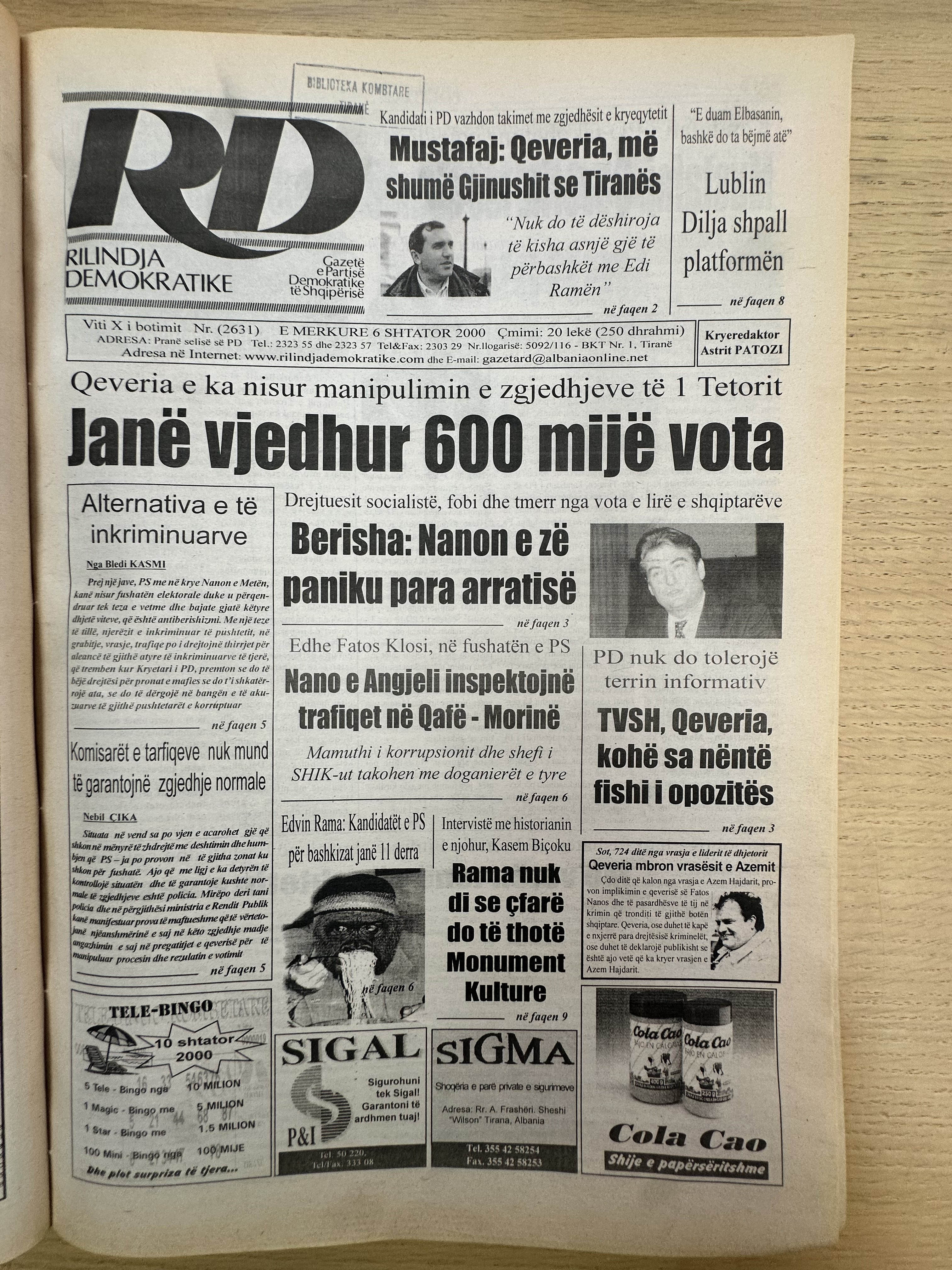 Rilindja Demokratike 2000-09-06
