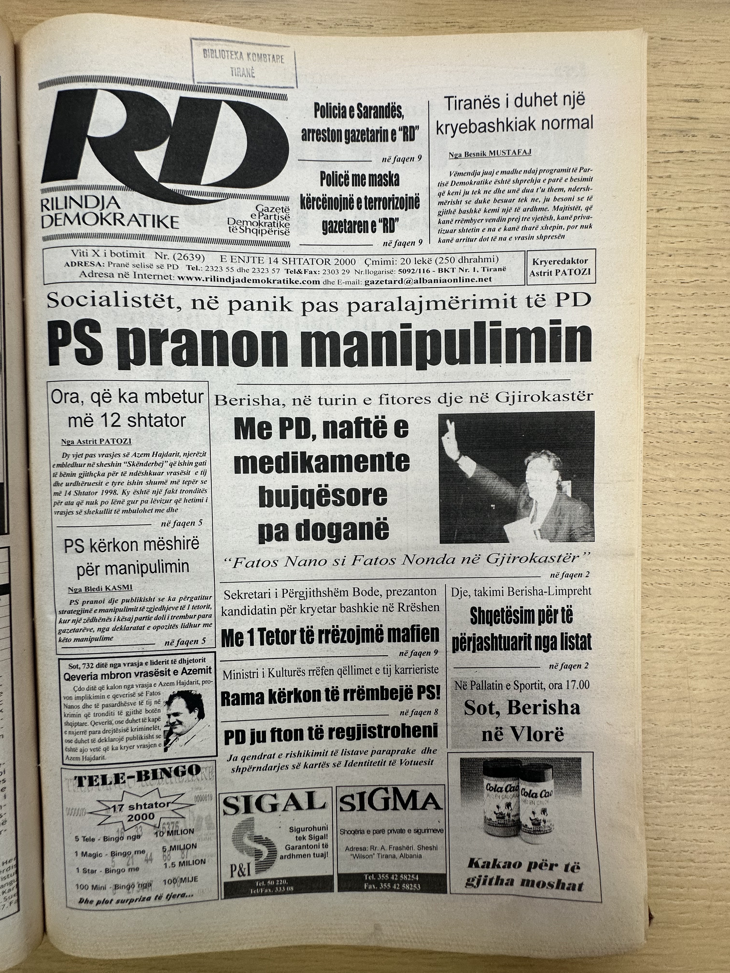 Rilindja Demokratike 2000-09-14