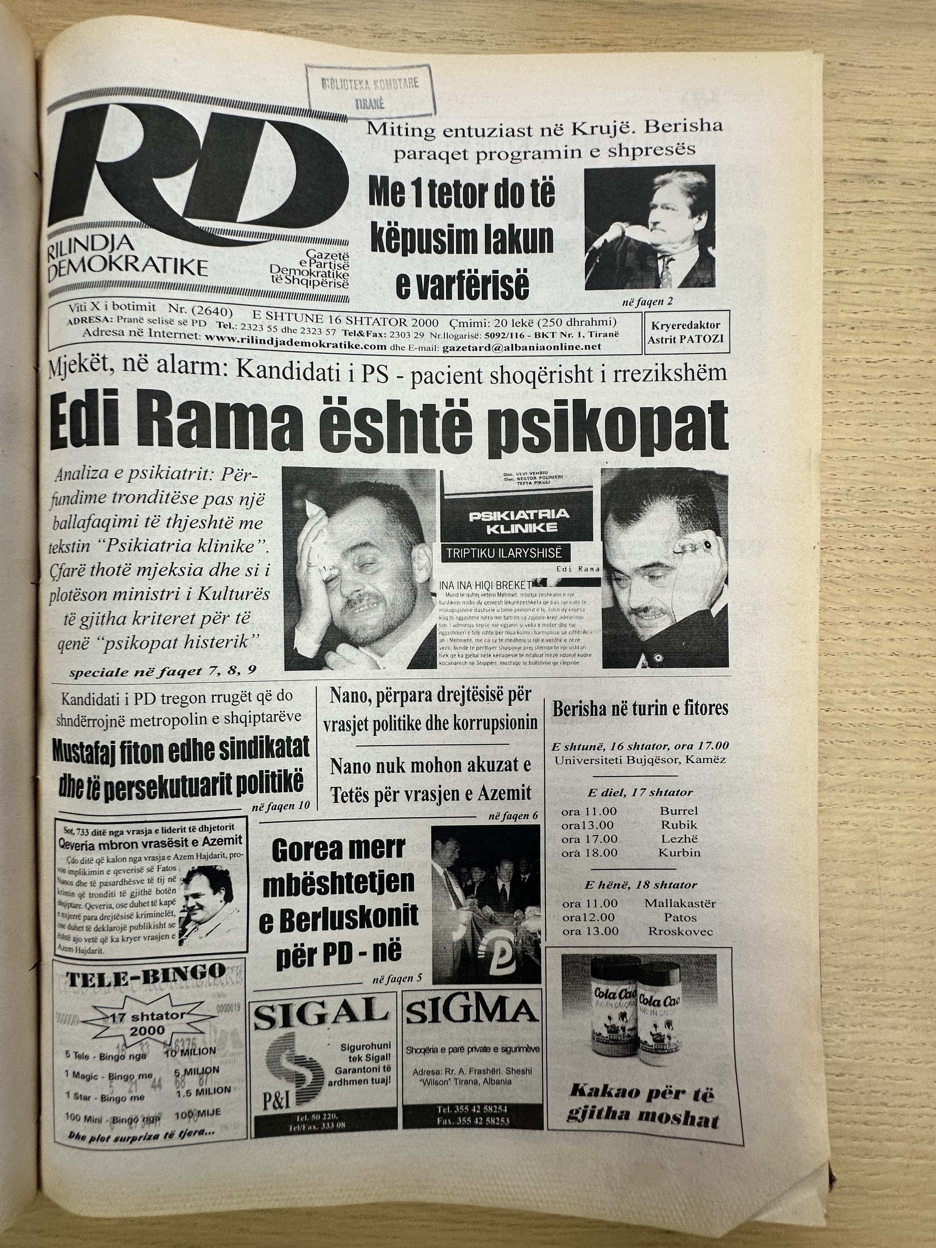 Rilindja Demokratike 2000-09-26
