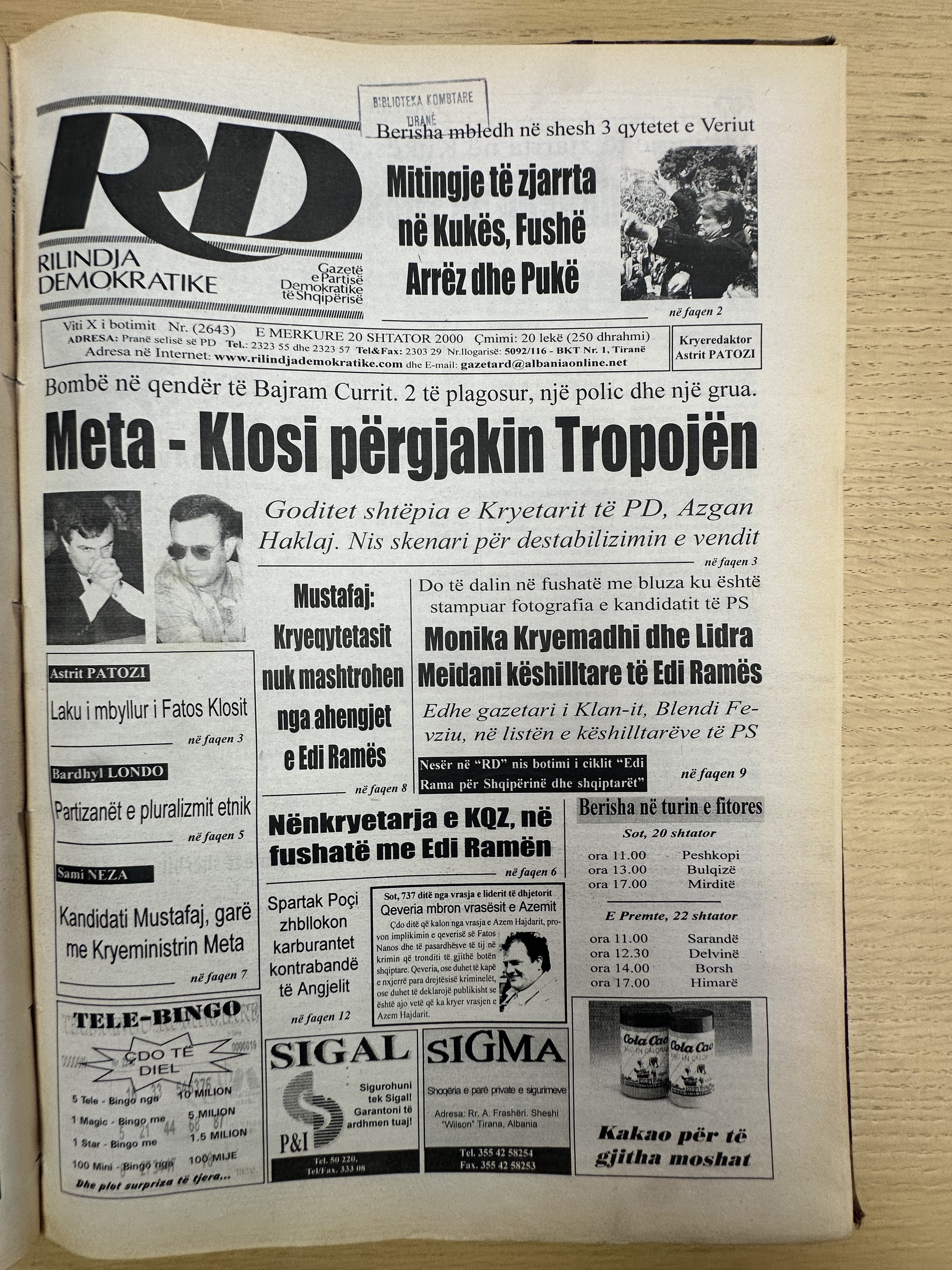 Rilindja Demokratike 2000-09-20