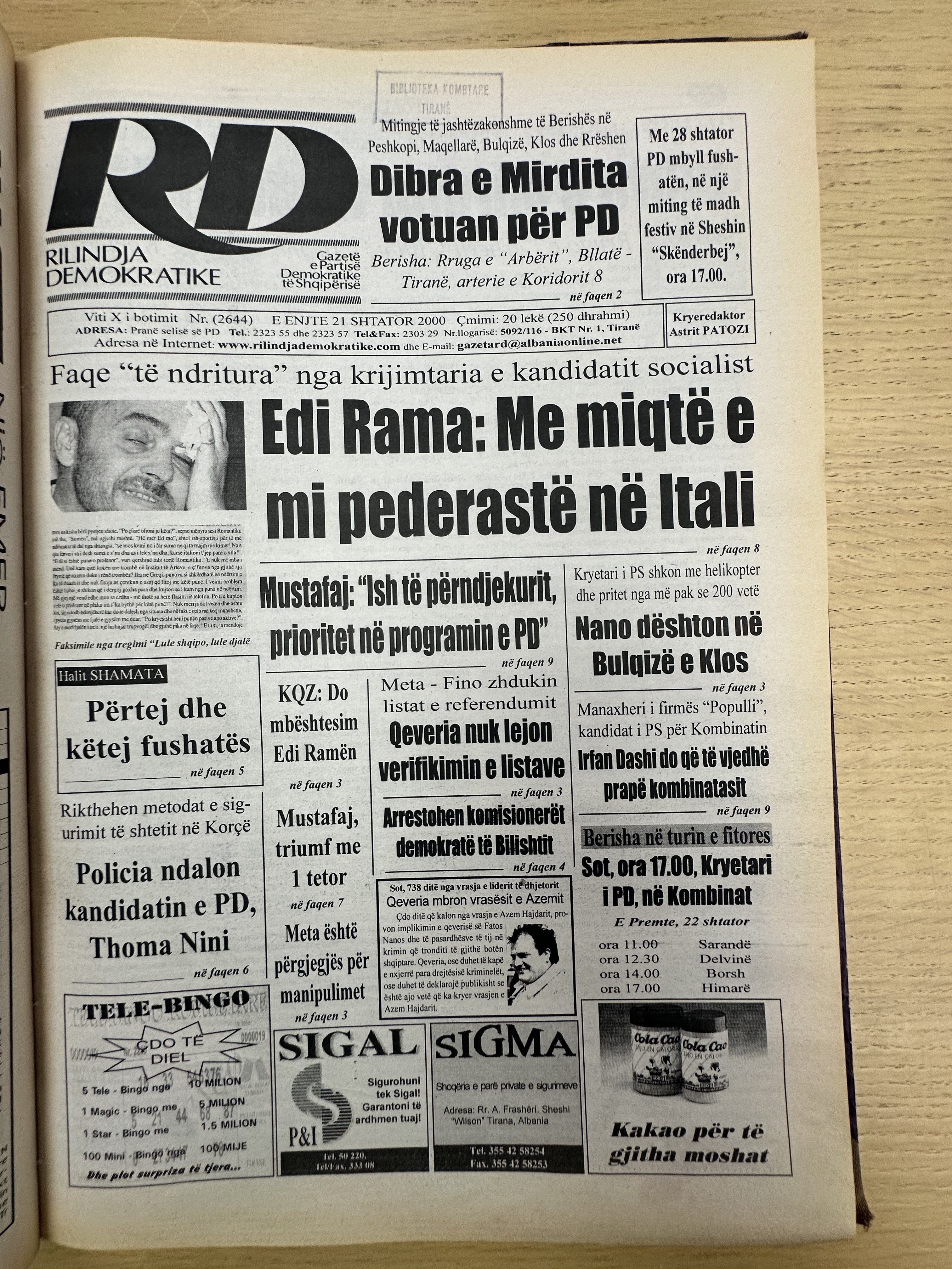 Rilindja Demokratike 2000-09-21