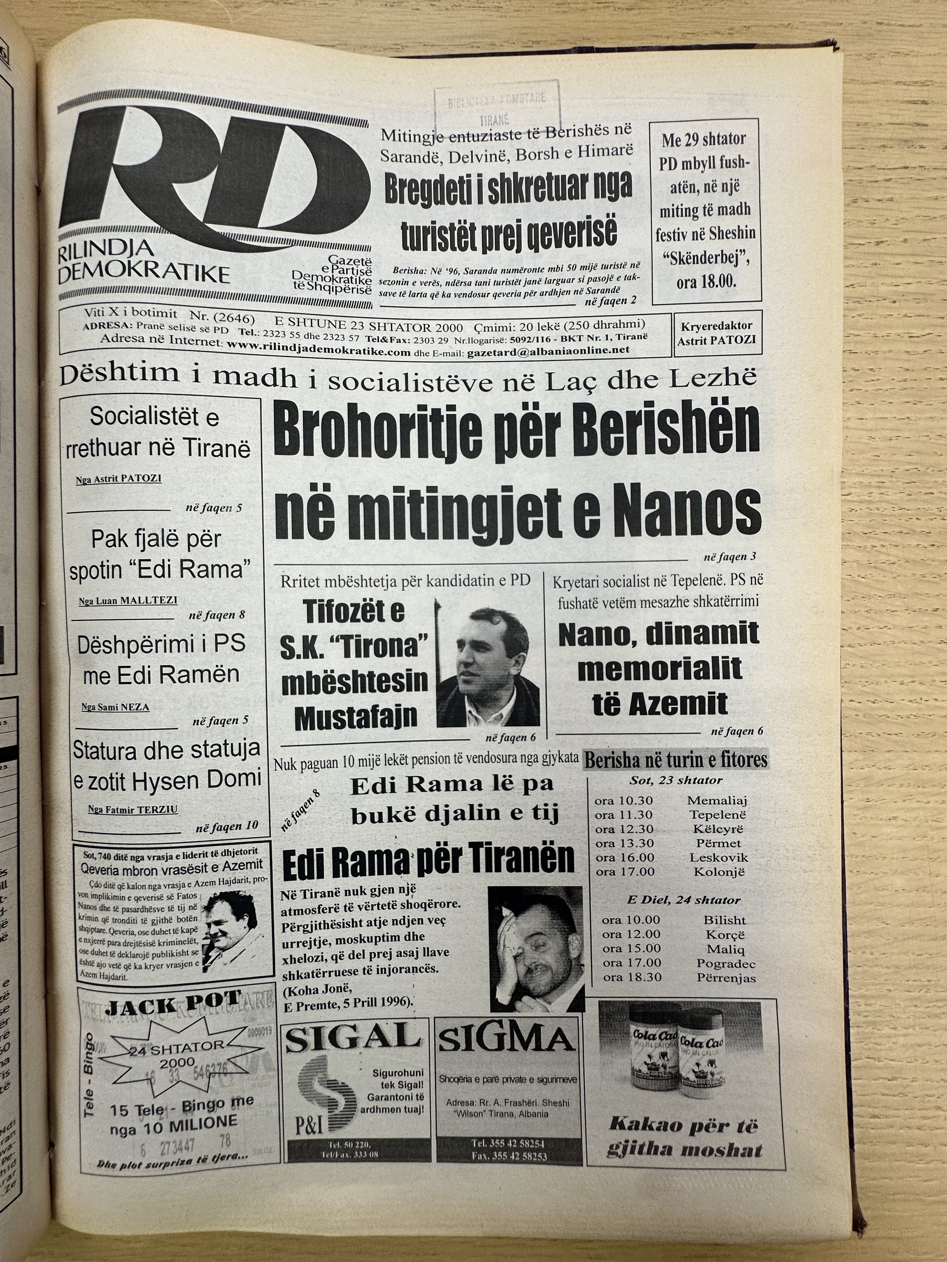 Rilindja Demokratike 2000-09-23
