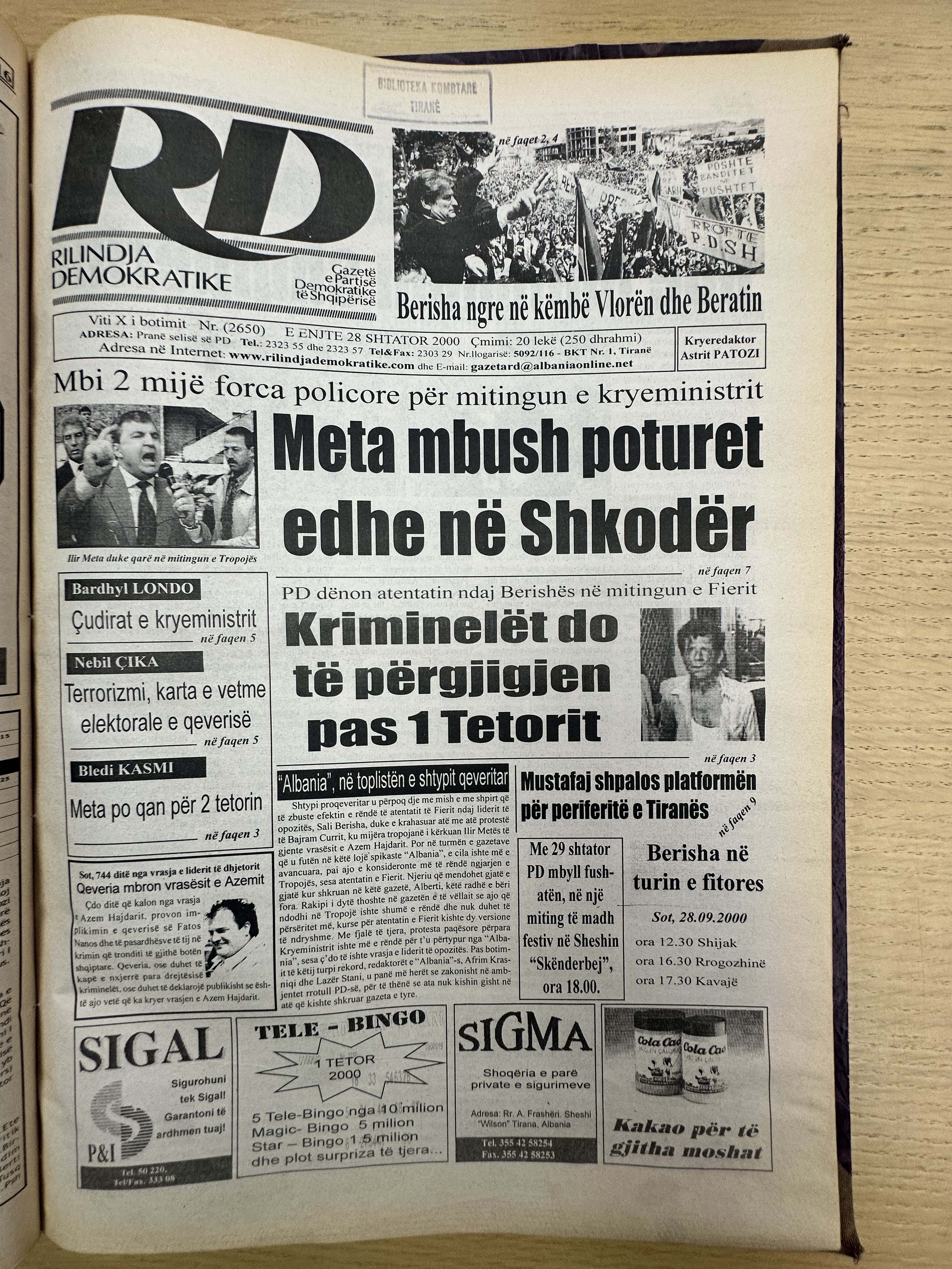 Rilindja Demokratike 2000-09-28