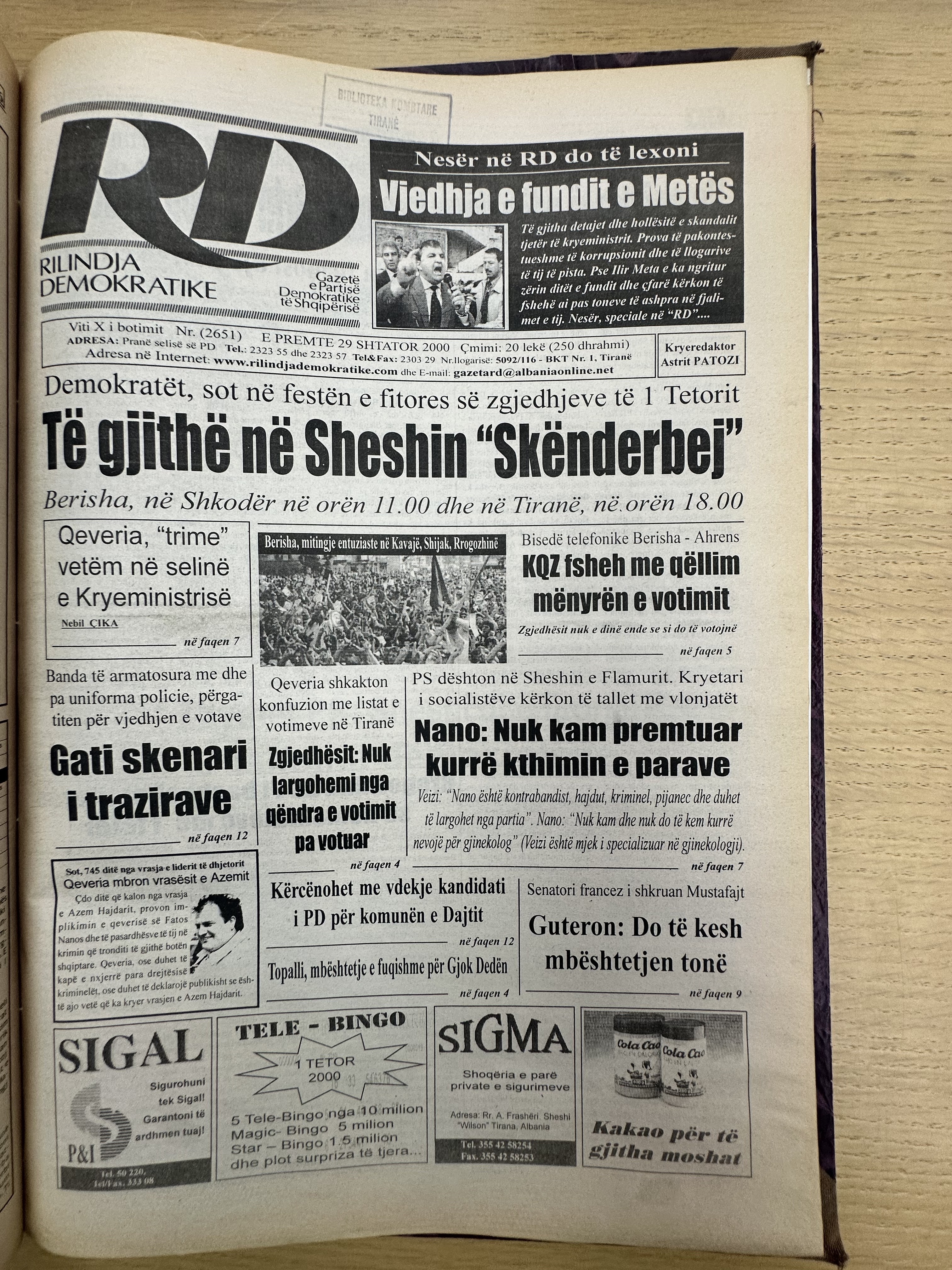 Rilindja Demokratike 2000-09-29