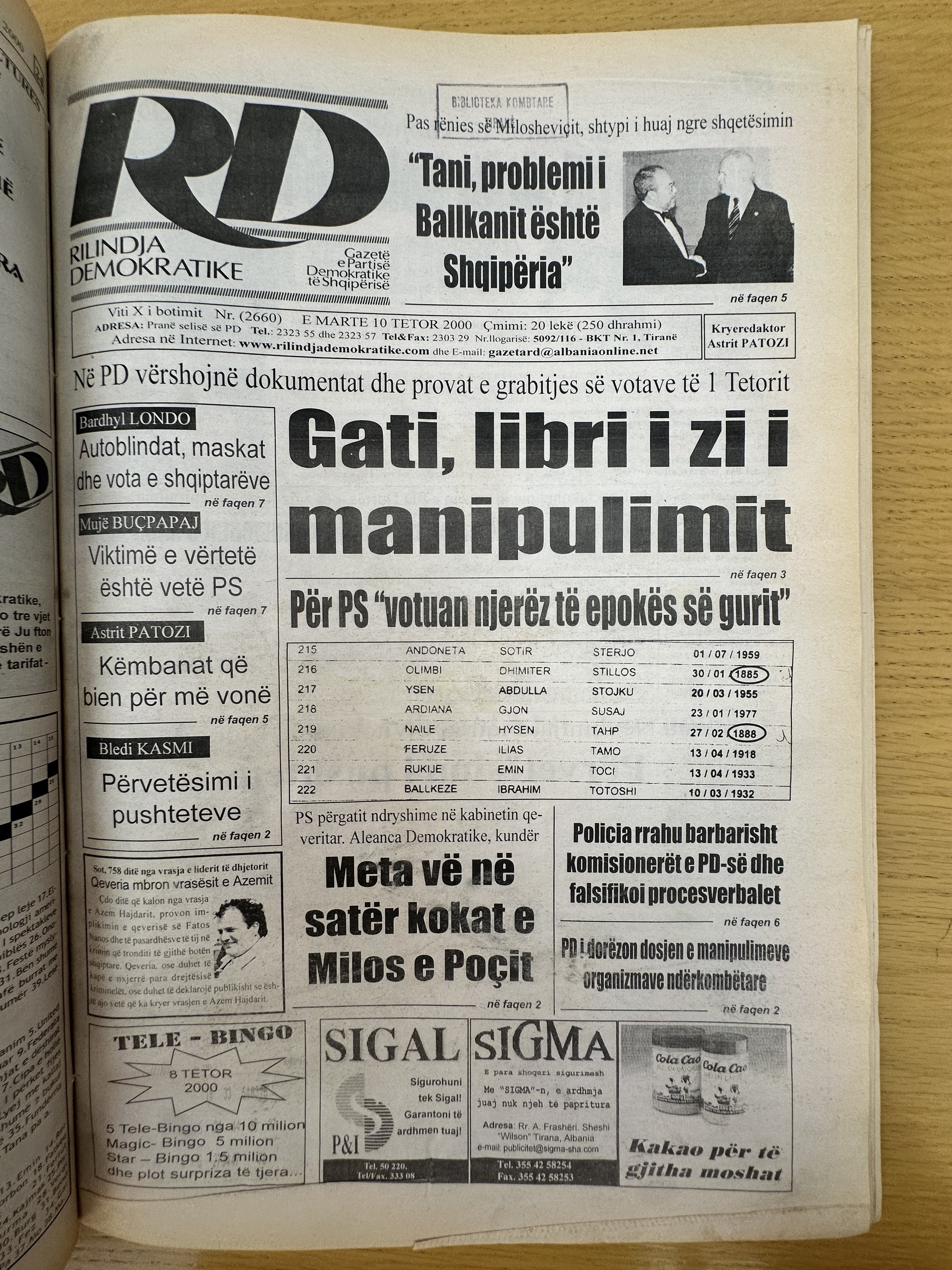 Rilindja Demokratike 2000-10-10