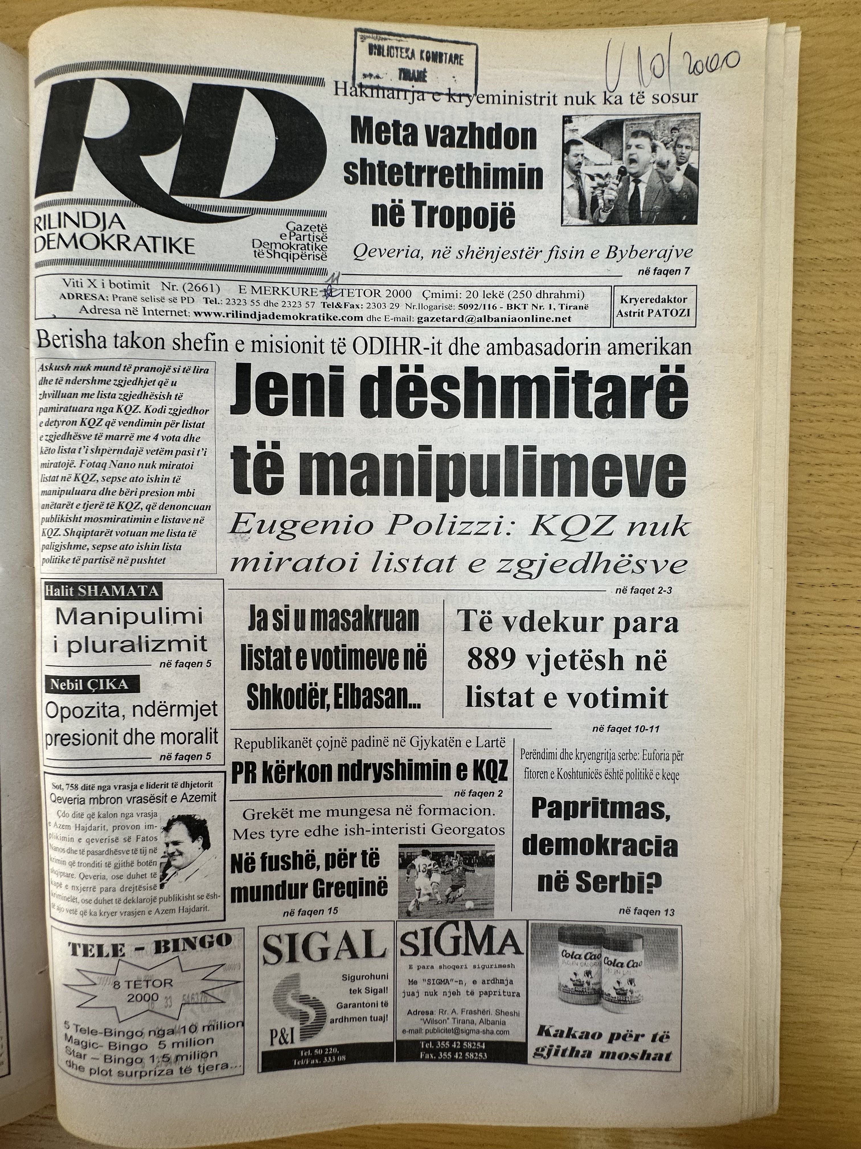 Rilindja Demokratike 2000-10-08