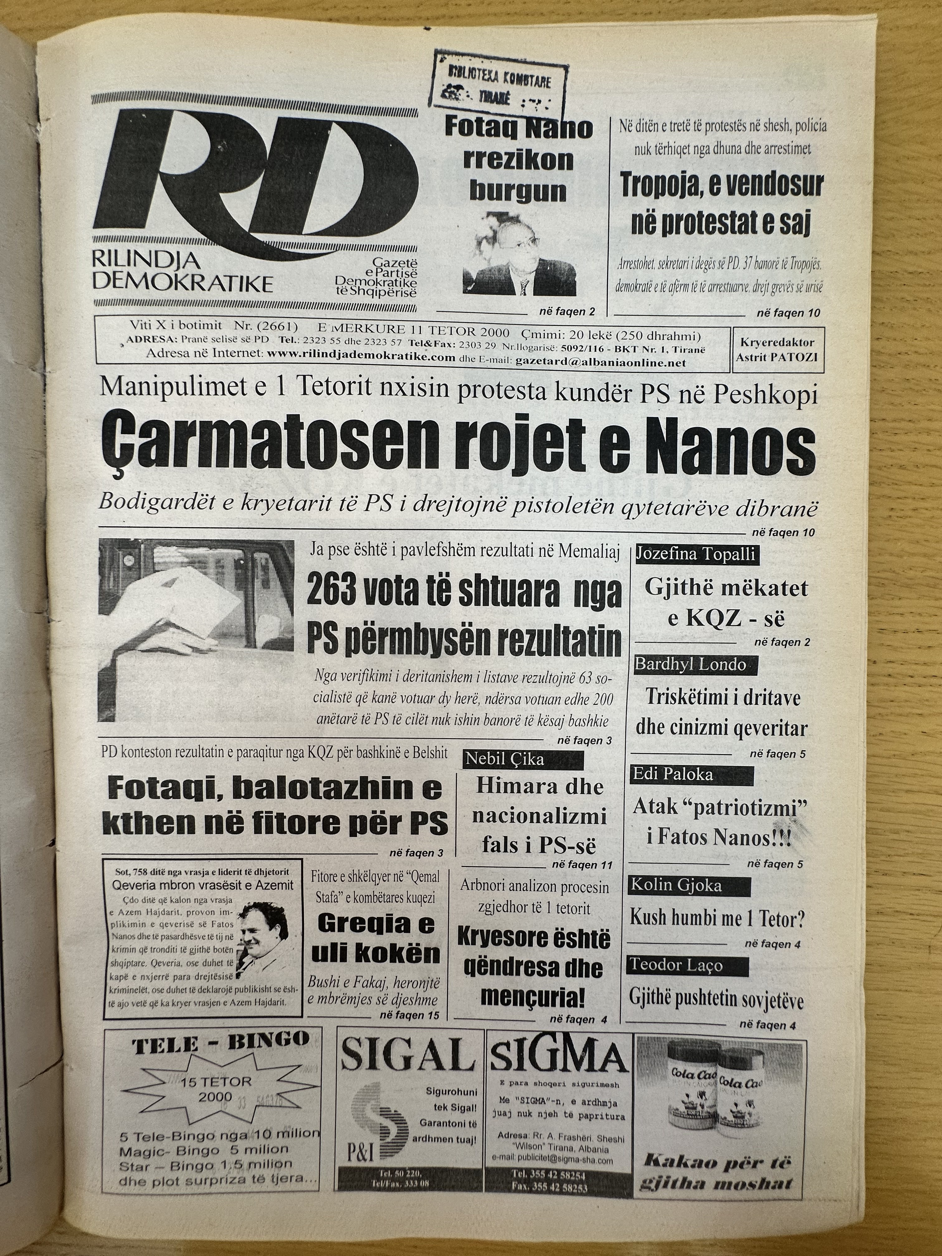 Rilindja Demokratike 2000-10-11