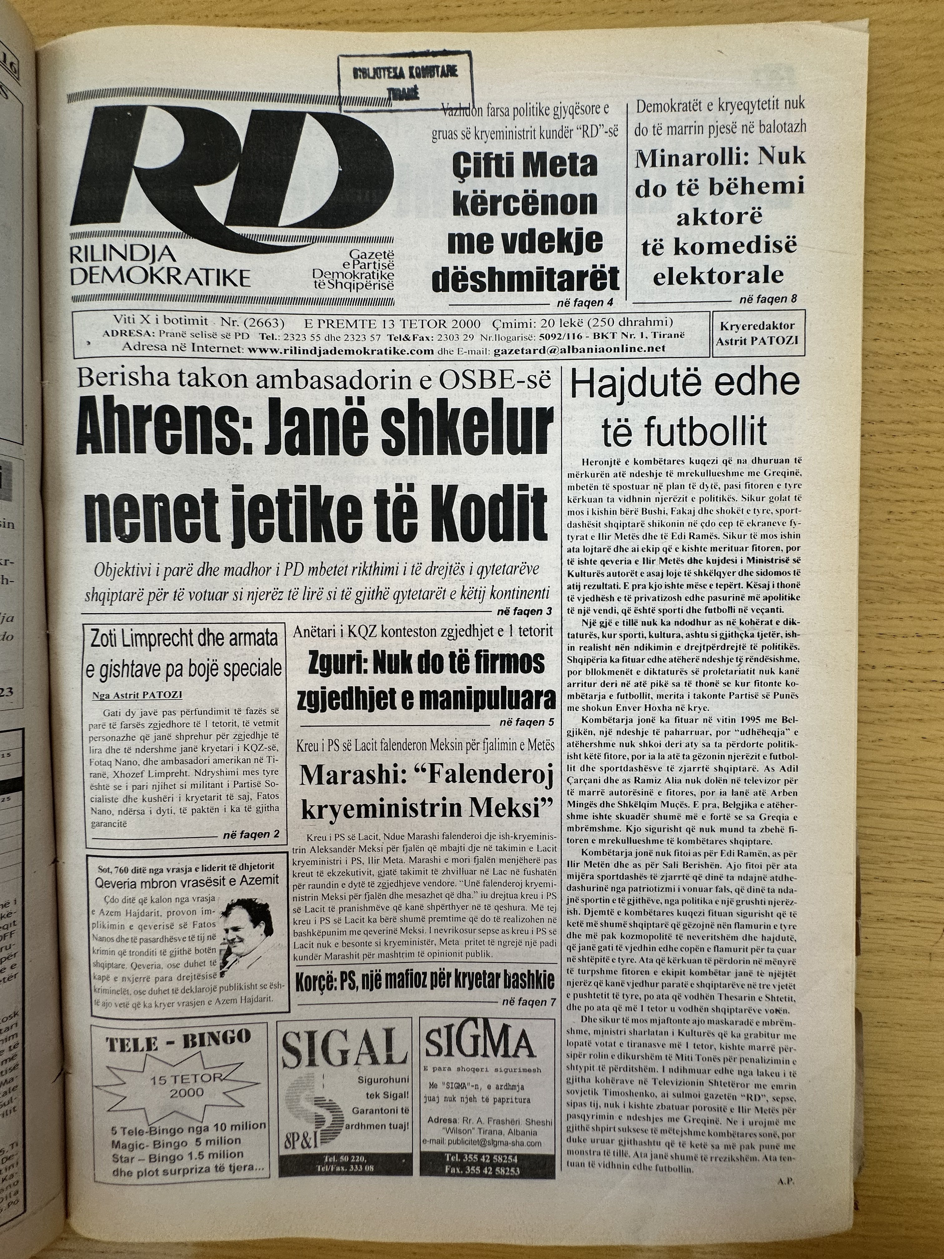 Rilindja Demokratike 2000-10-15
