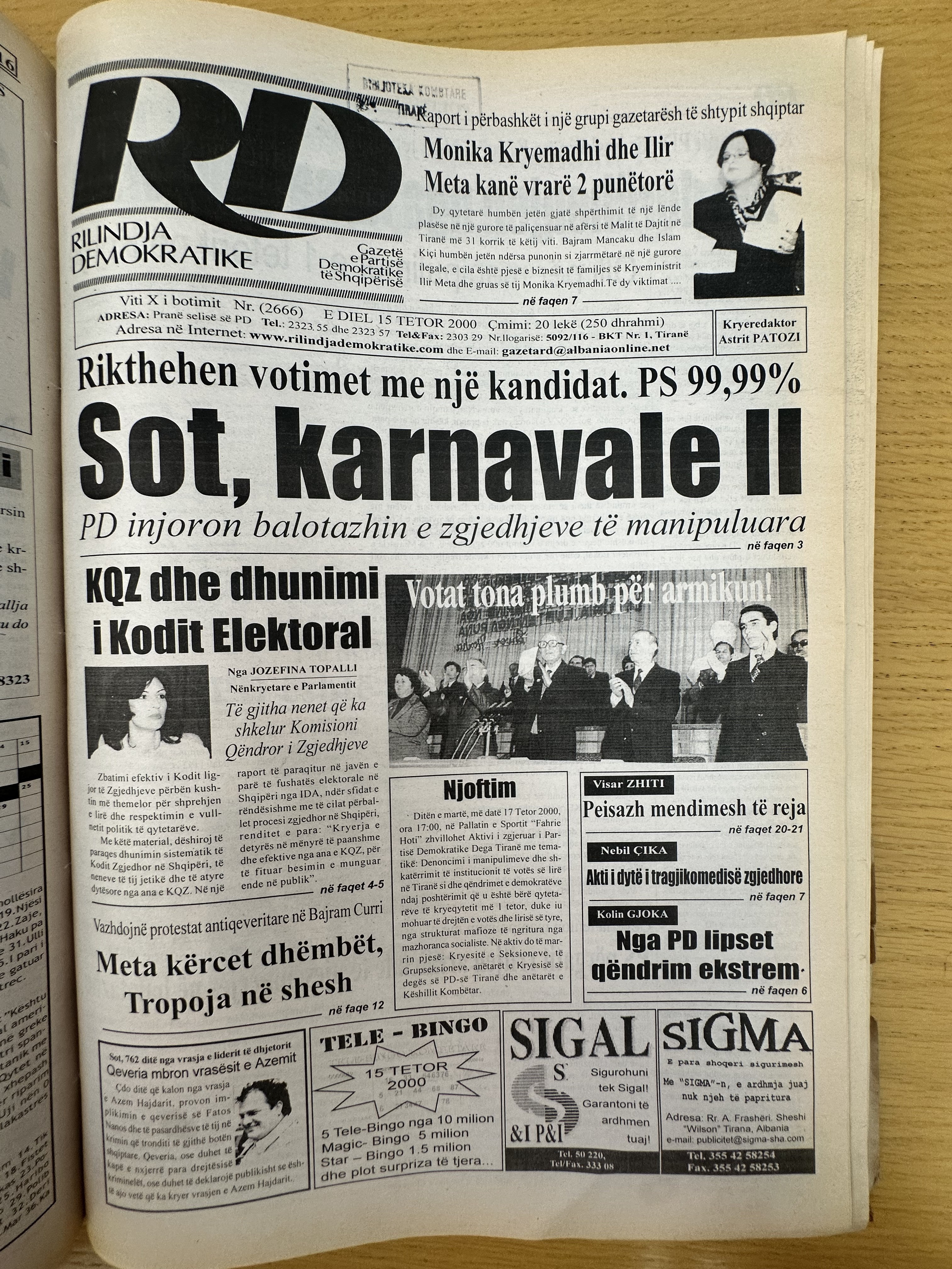 Rilindja Demokratike 2000-10-15