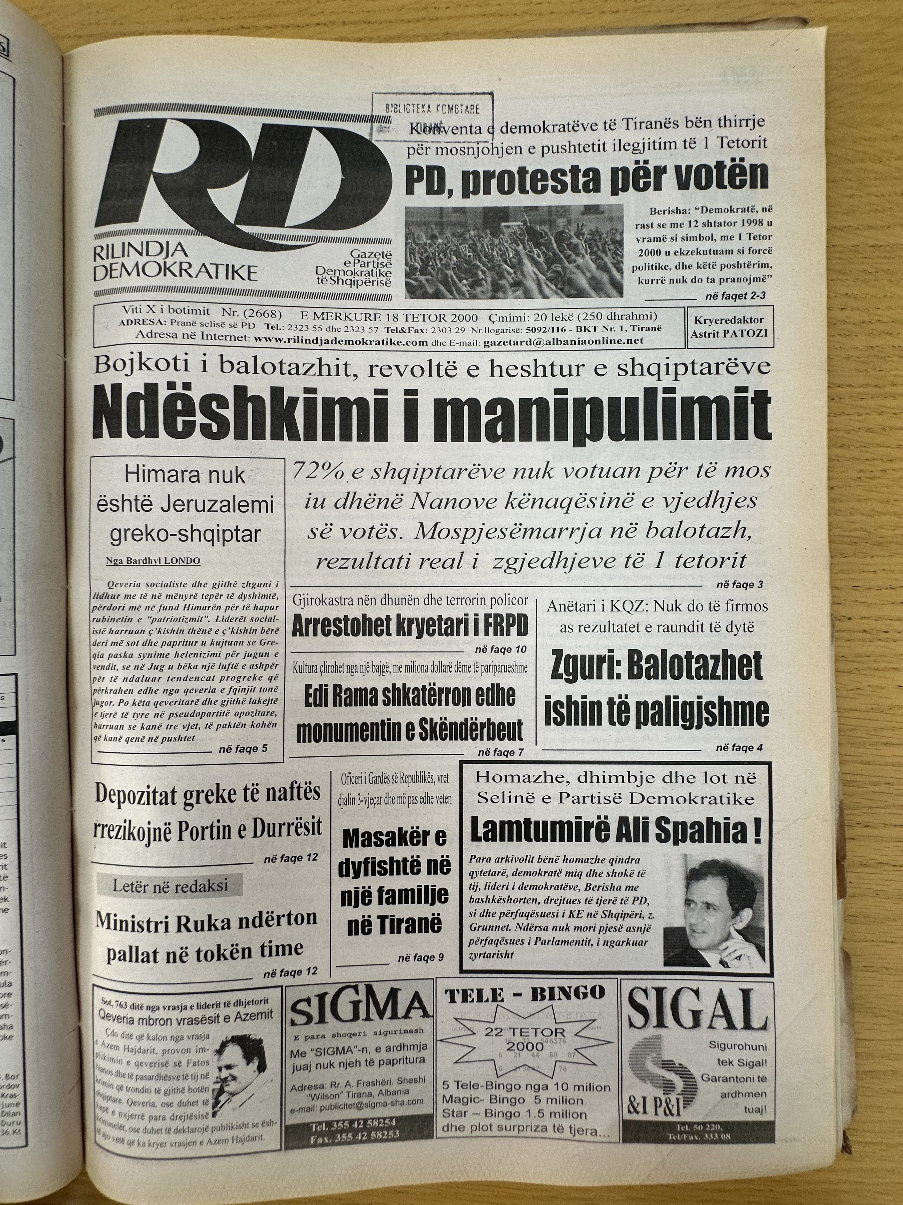 Rilindja Demokratike 2000-10-18