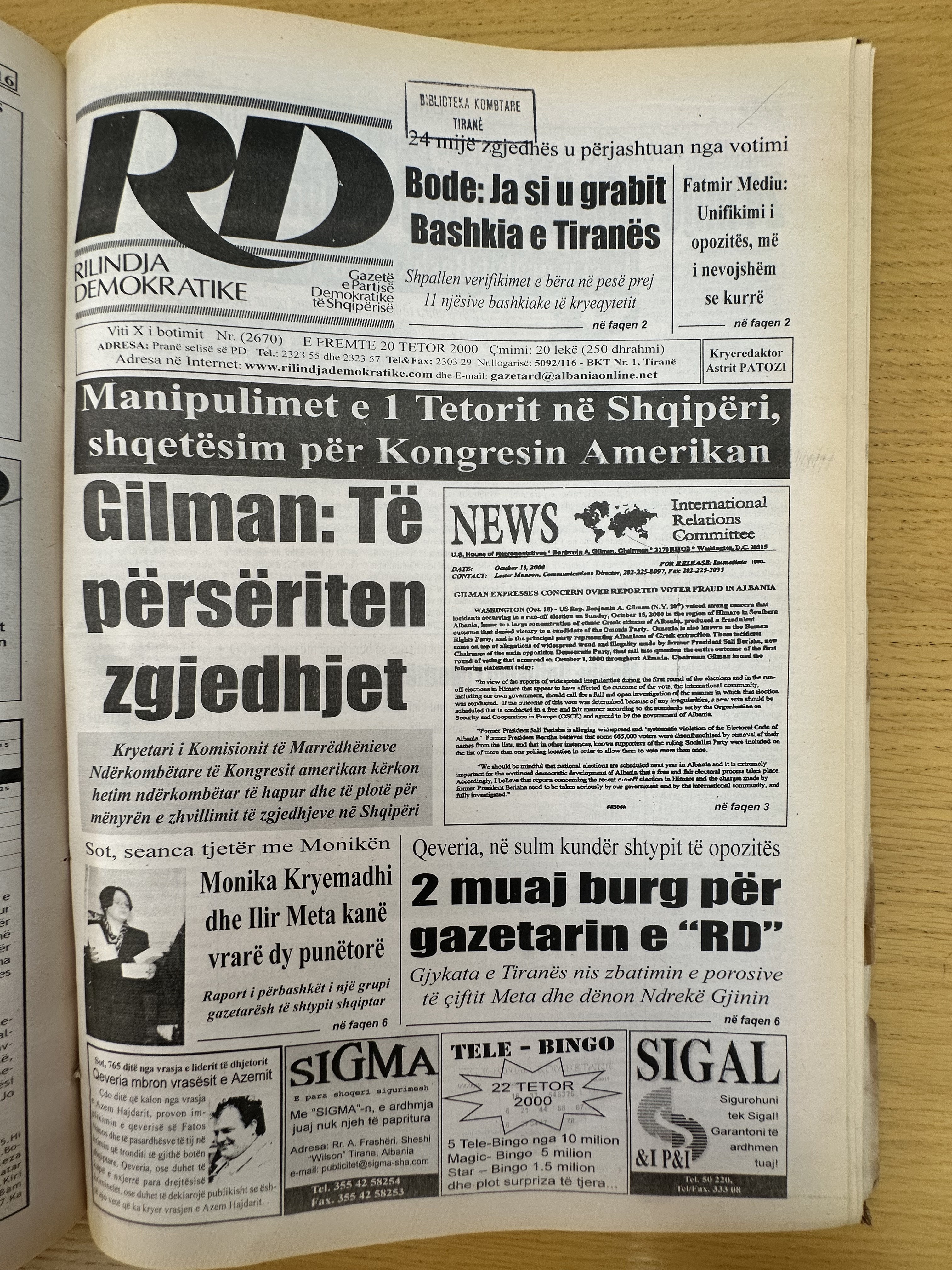 Rilindja Demokratike 2000-10-20
