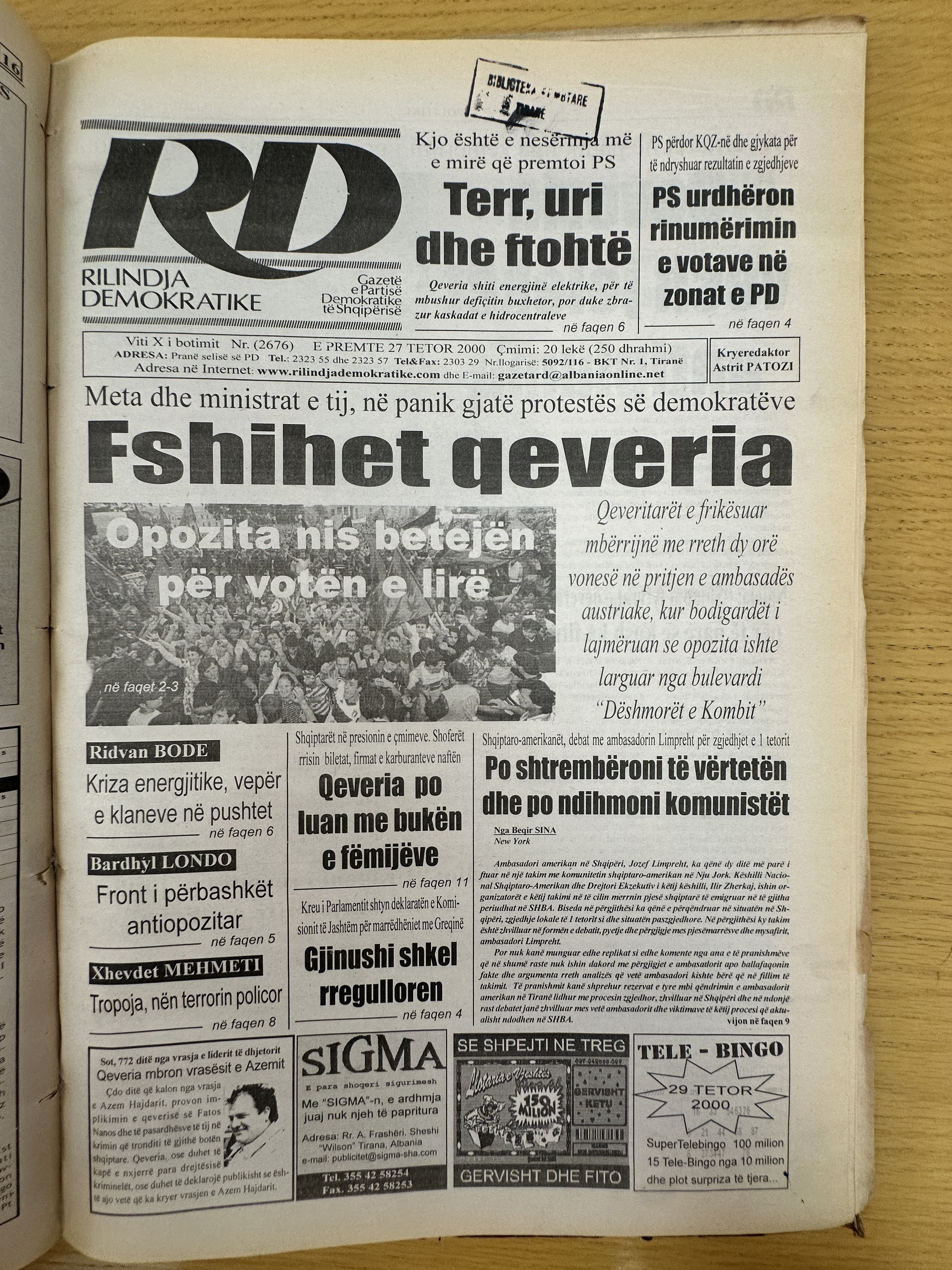 Rilindja Demokratike 2000-10-29