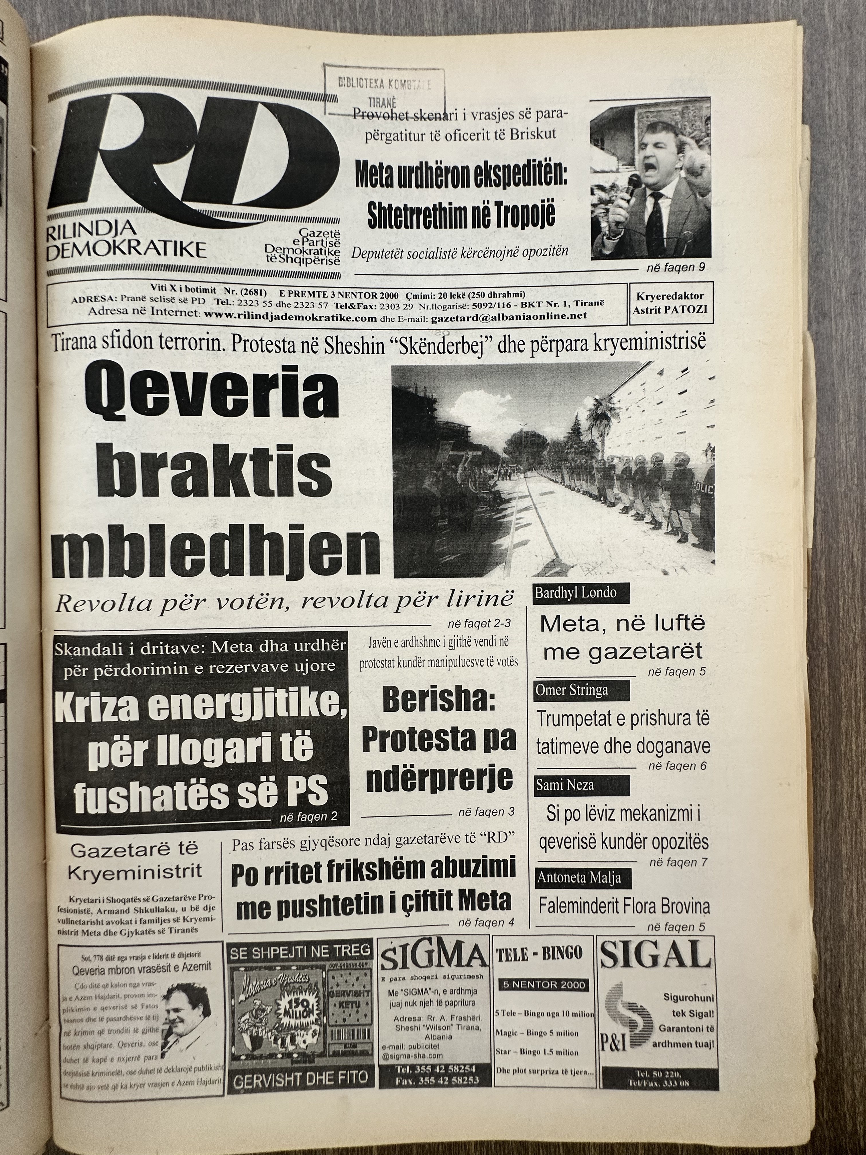 Rilindja Demokratike 2000-11-08