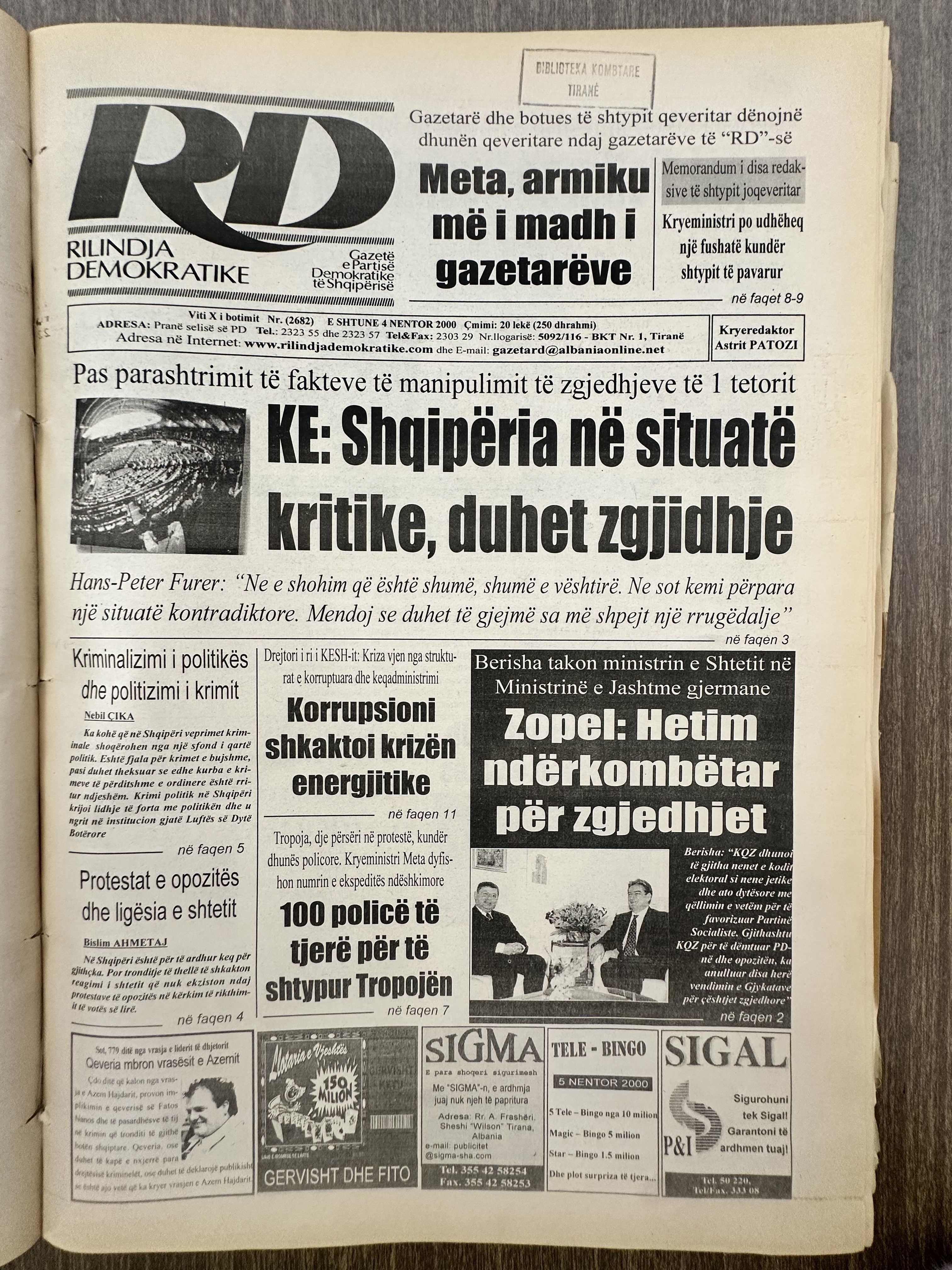 Rilindja Demokratike 2000-11-04