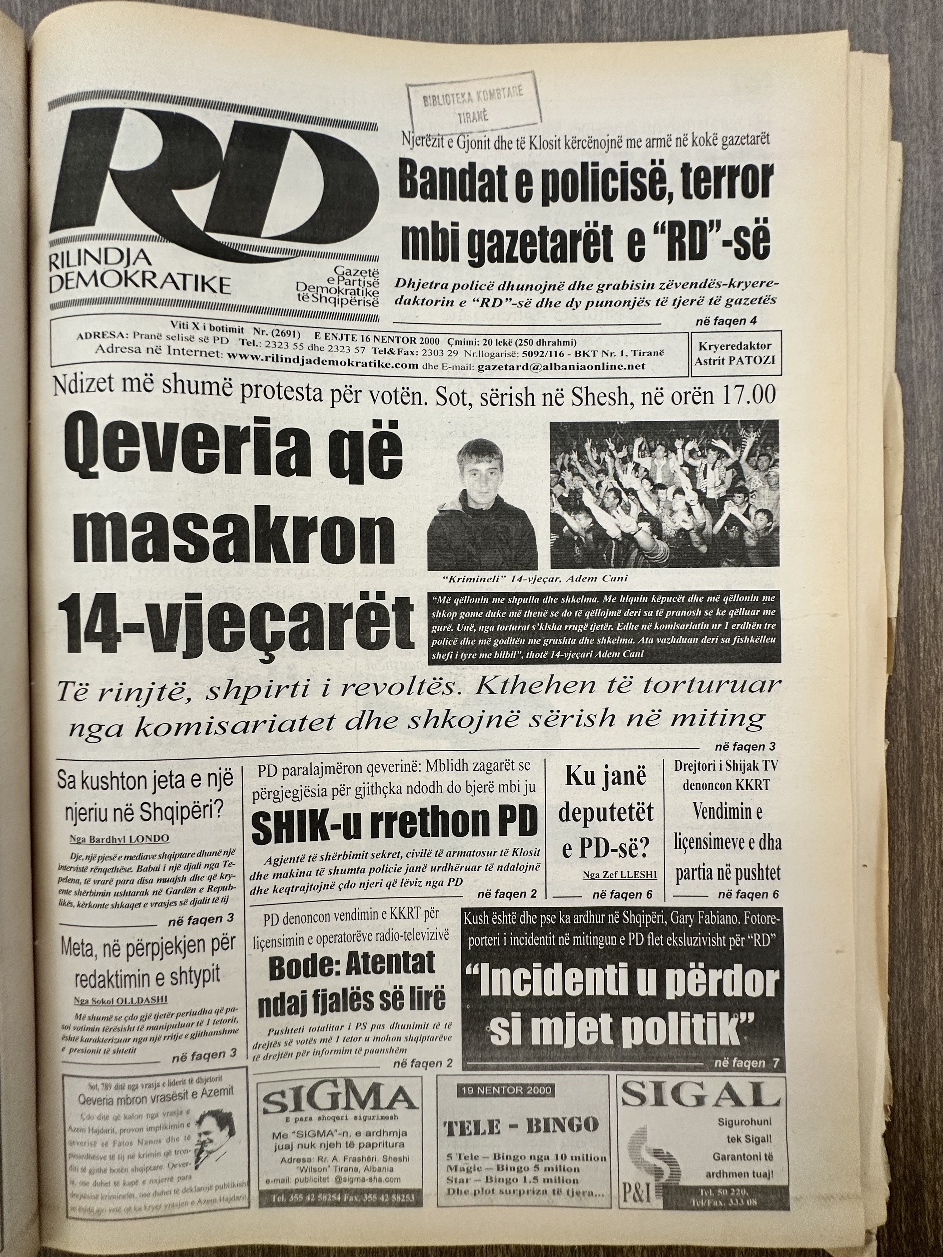 Rilindja Demokratike 2000-11-16