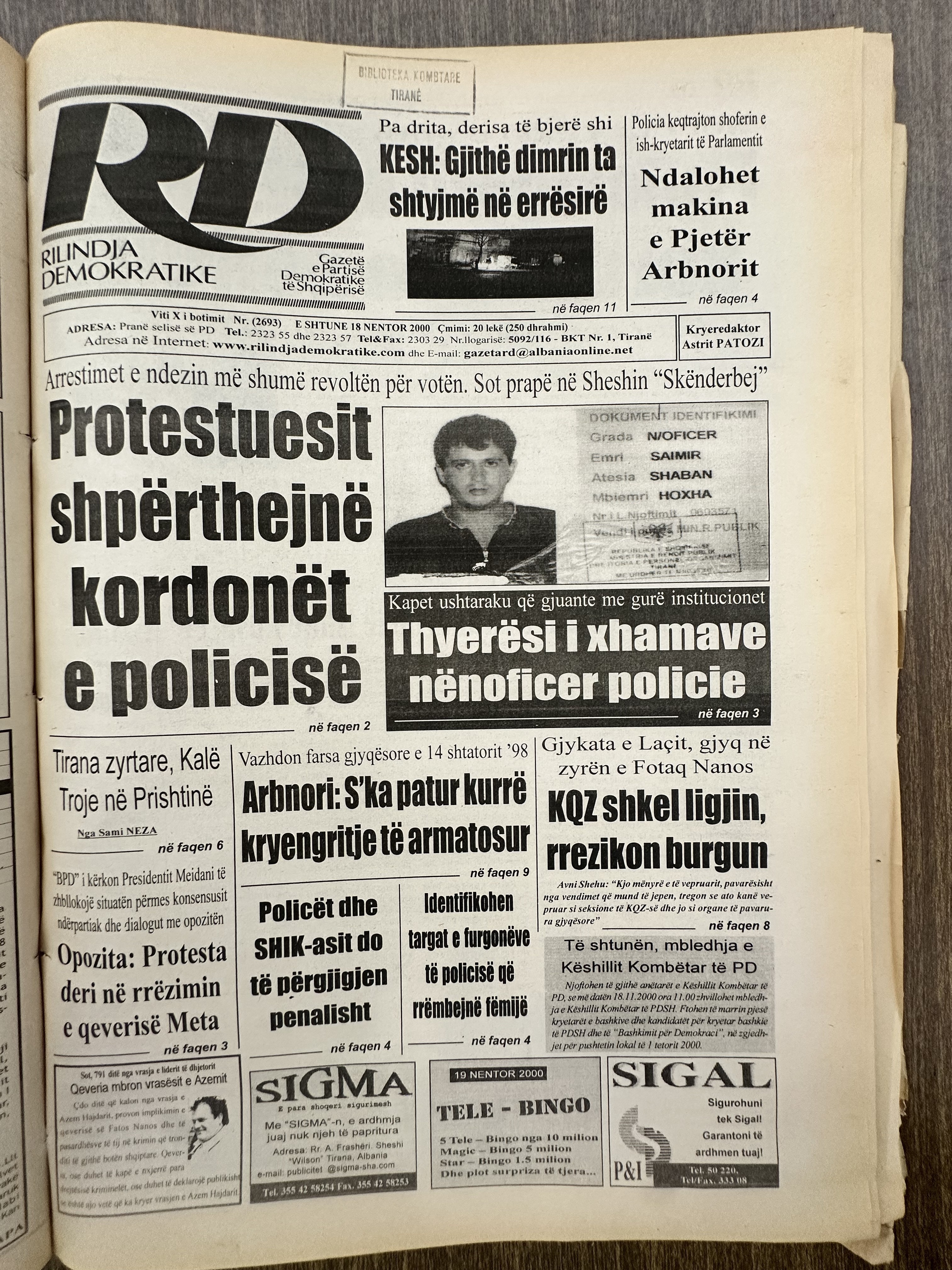 Rilindja Demokratike 2000-11-18
