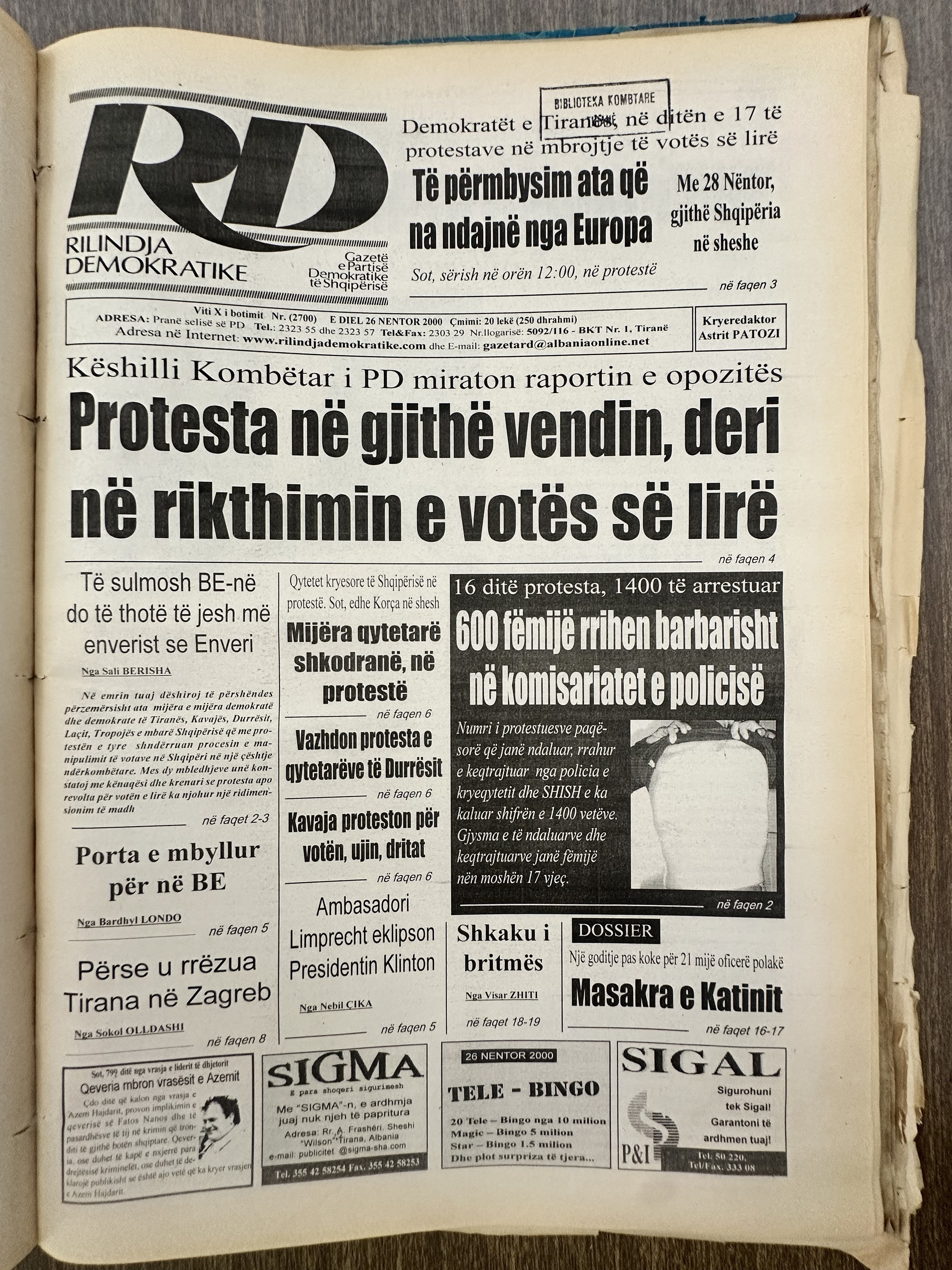 Rilindja Demokratike 2000-11-26