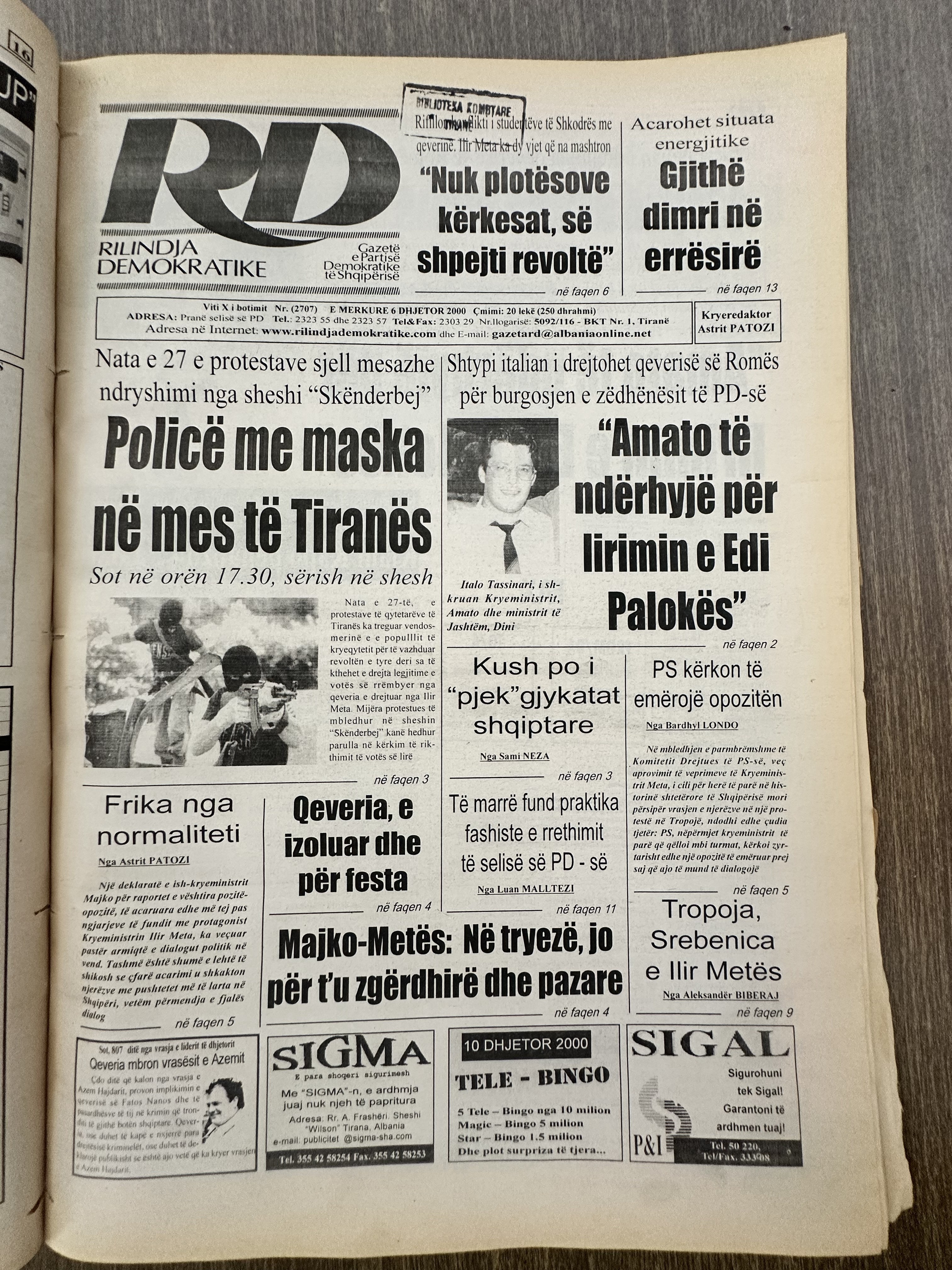 Rilindja Demokratike 2000-12-06