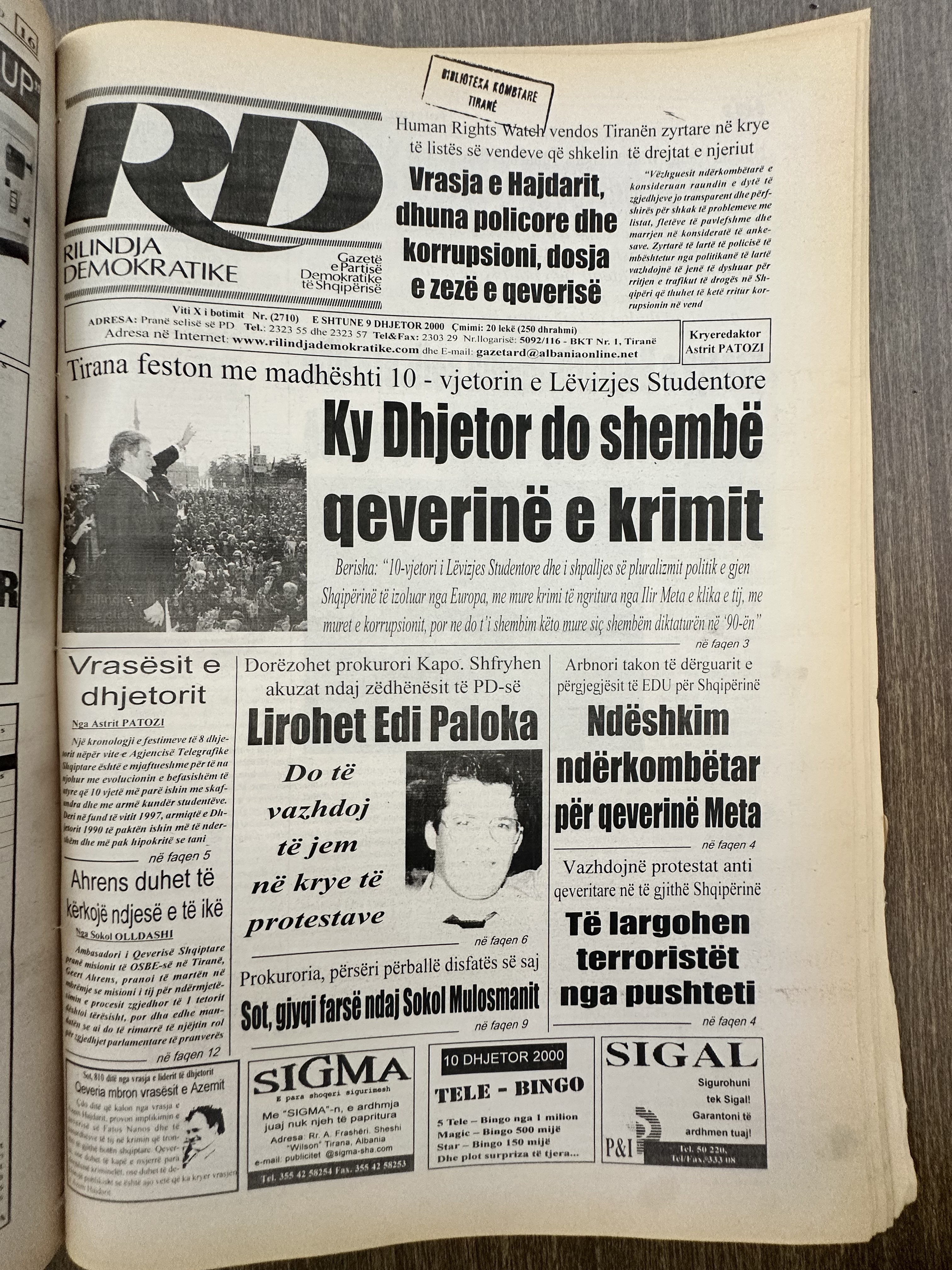Rilindja Demokratike 2000-12-09