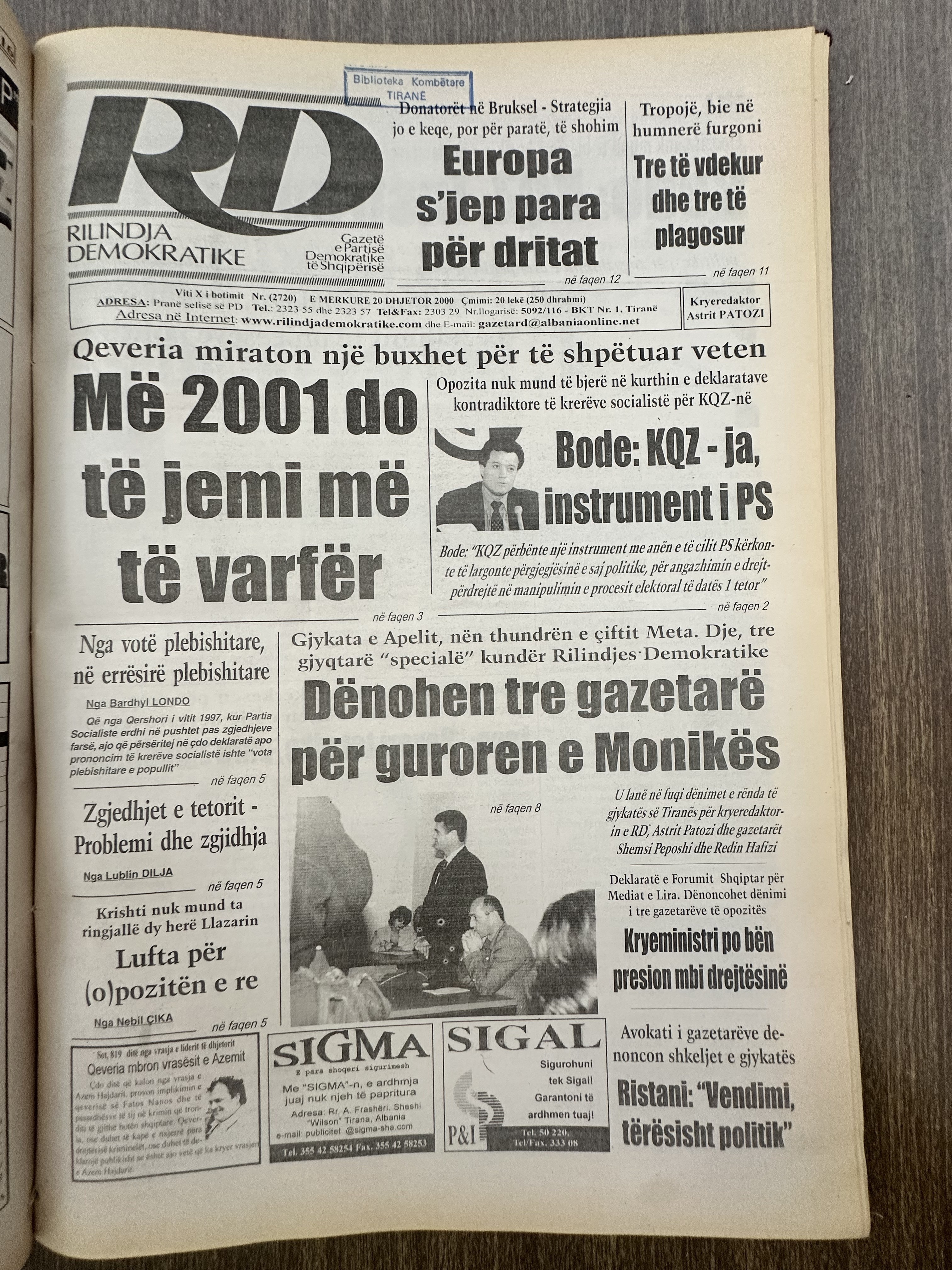 Rilindja Demokratike 2000-12-20
