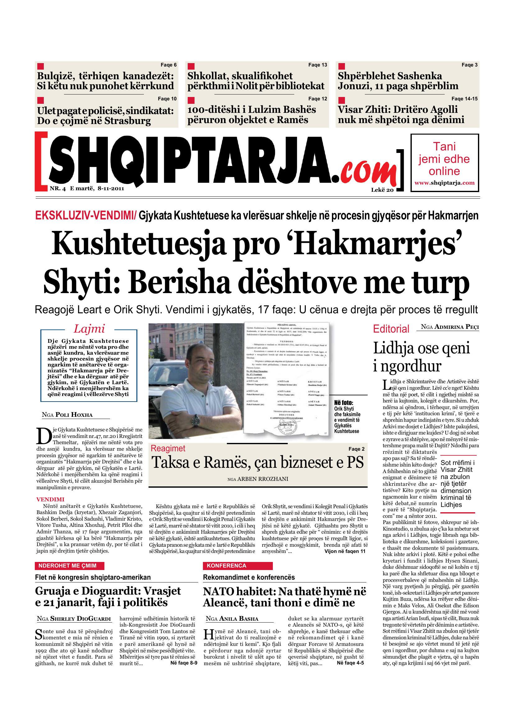 Shqiptarja.com 2011-11-08