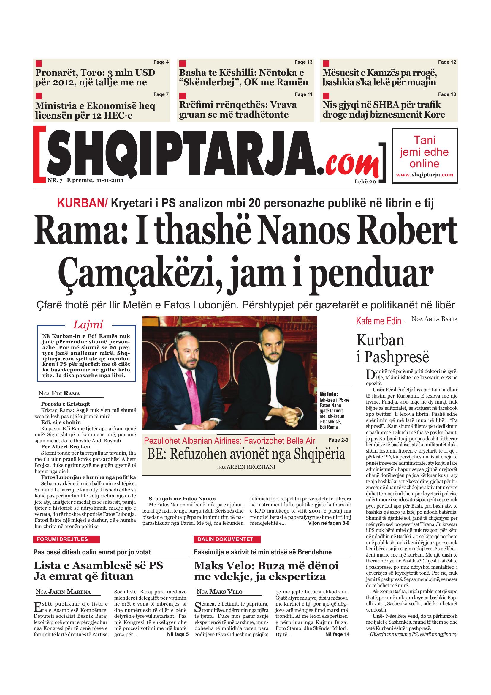 Shqiptarja.com 2011-11-11
