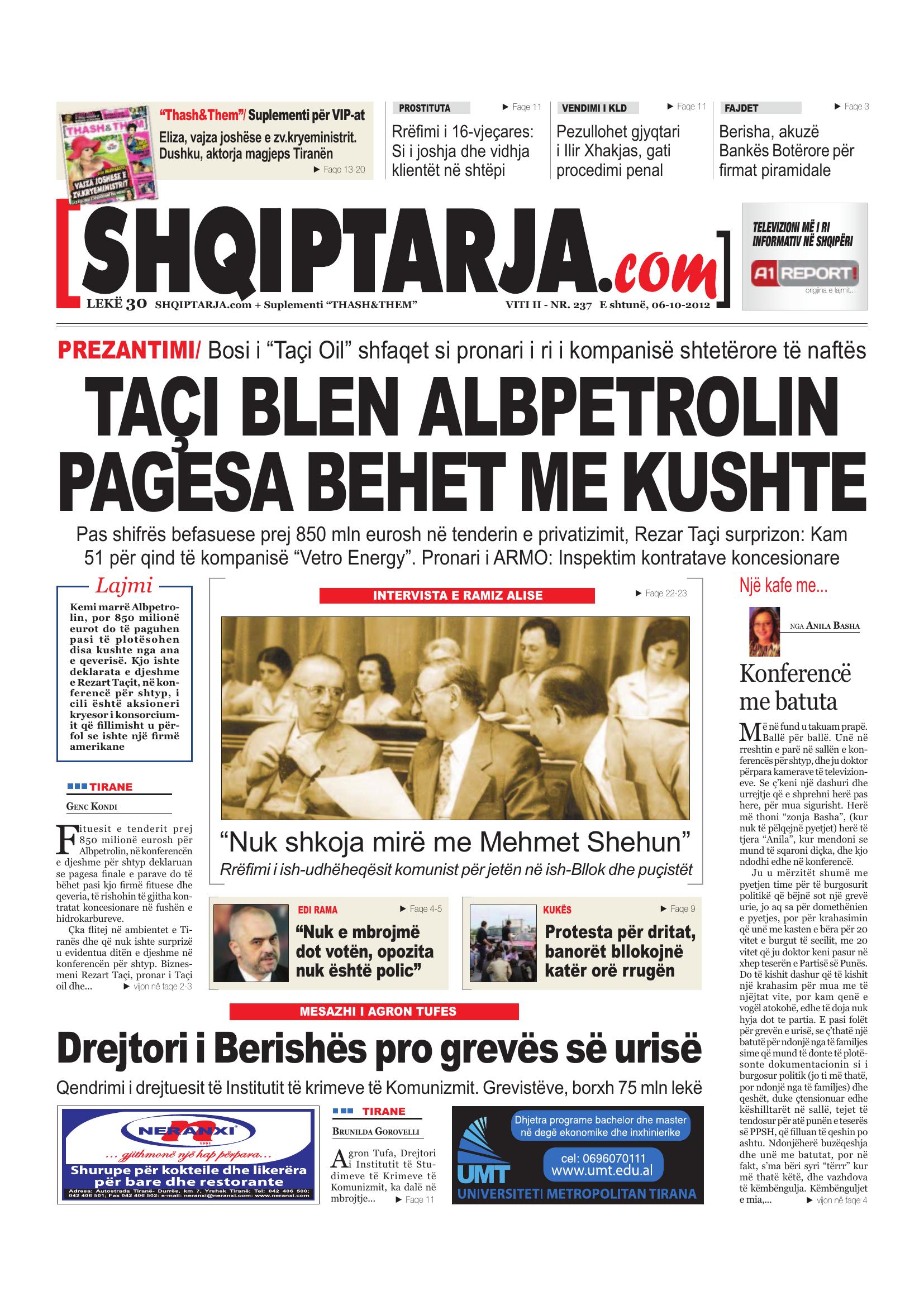 Shqiptarja.com 2012-10-06