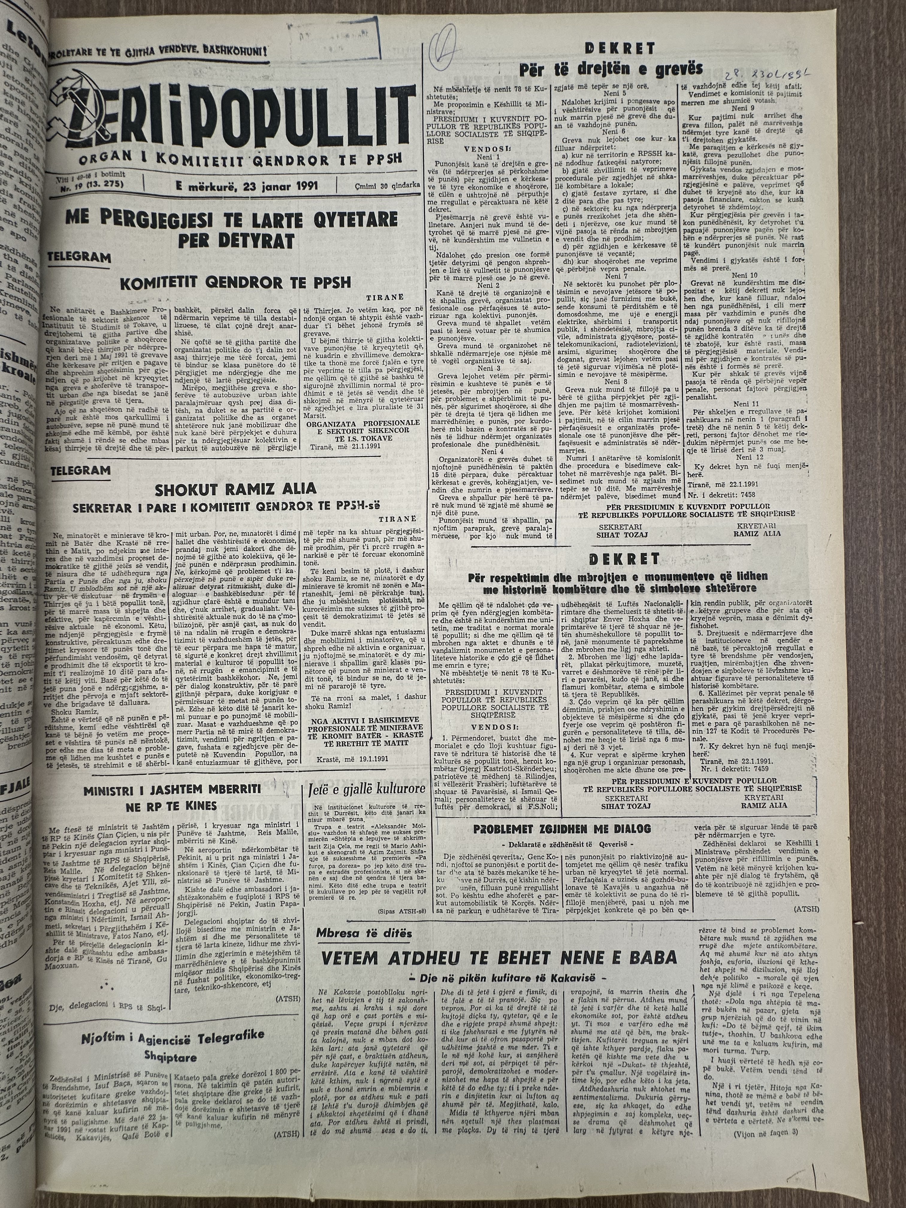 Zëri i Popullit 1991-01-23
