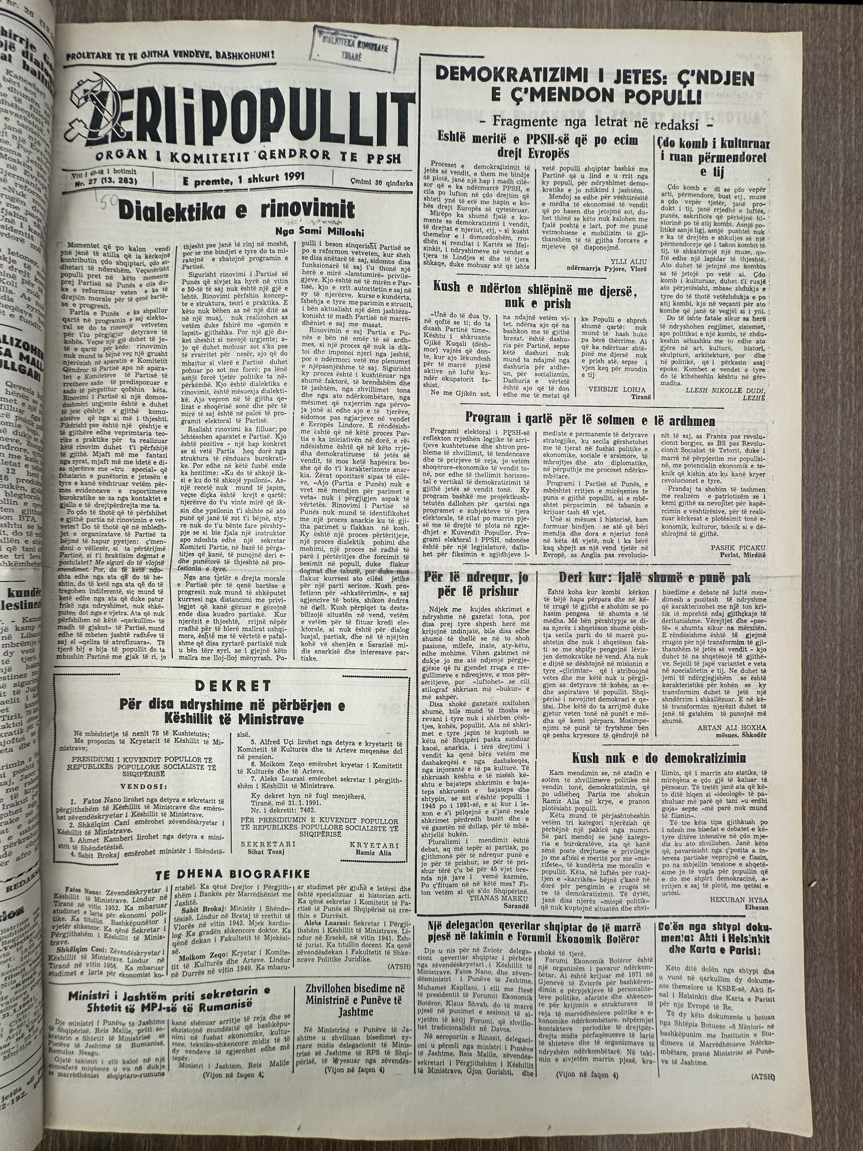 Zëri i Popullit 1991-02-01