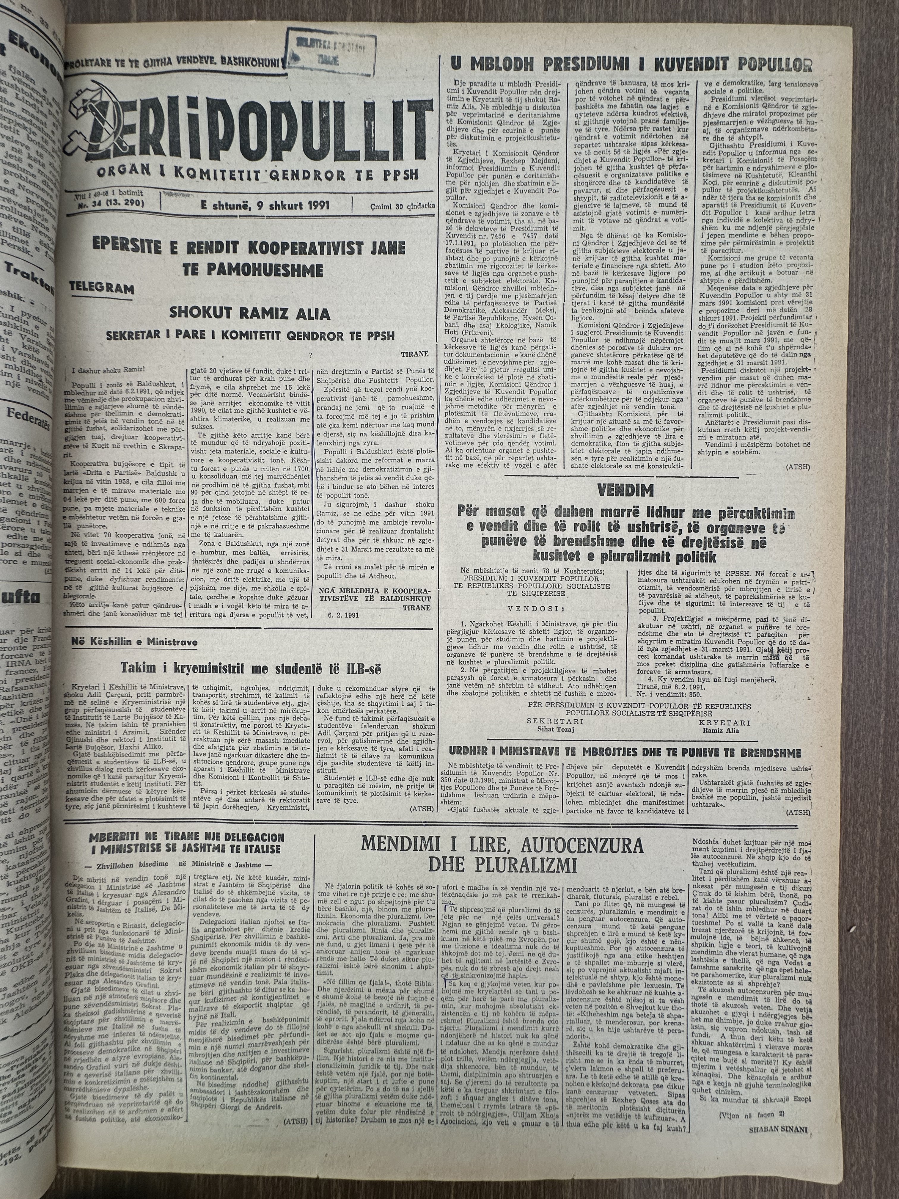 Zëri i Popullit 1991-02-09