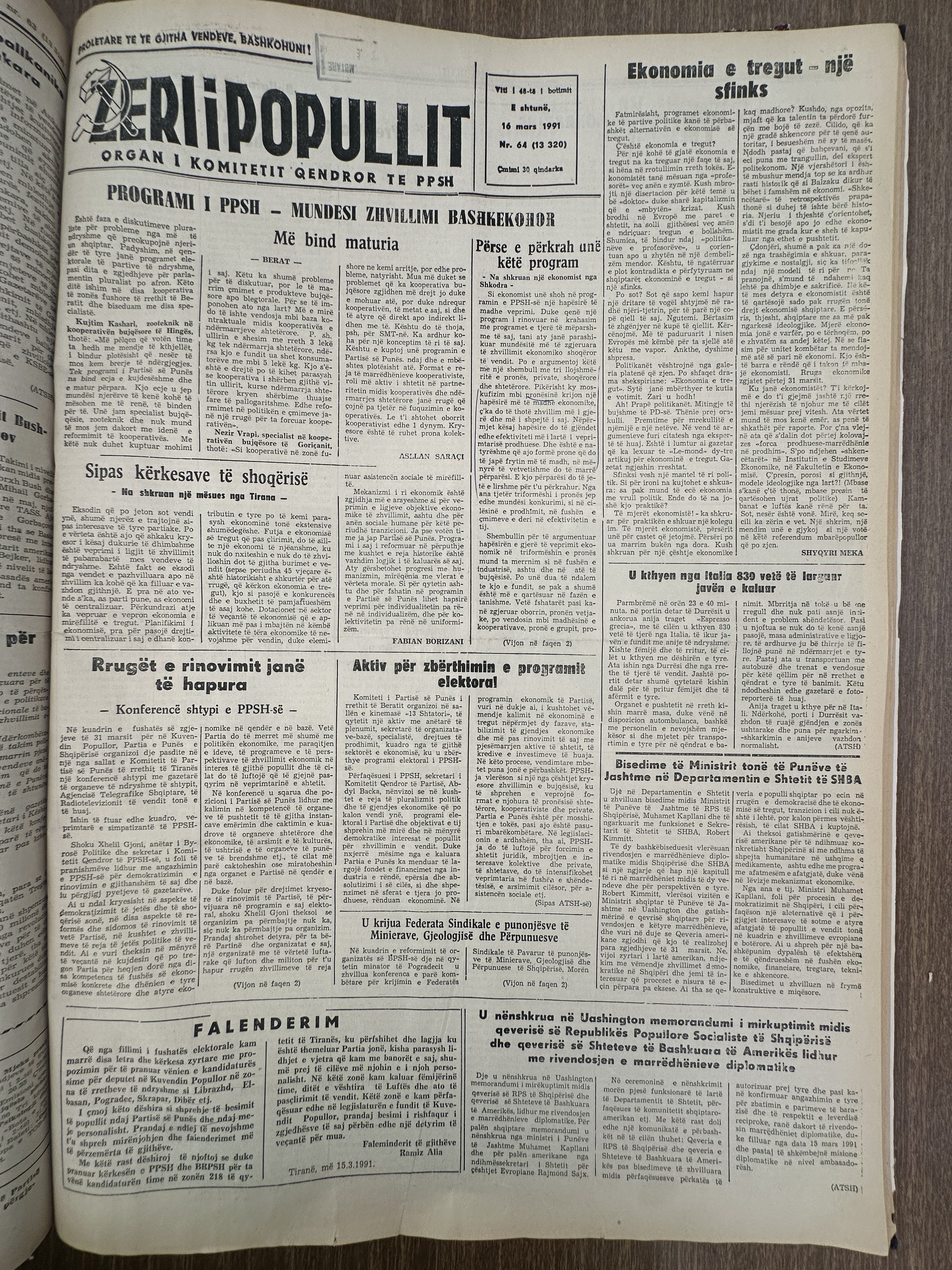Zëri i Popullit 1991-03-16