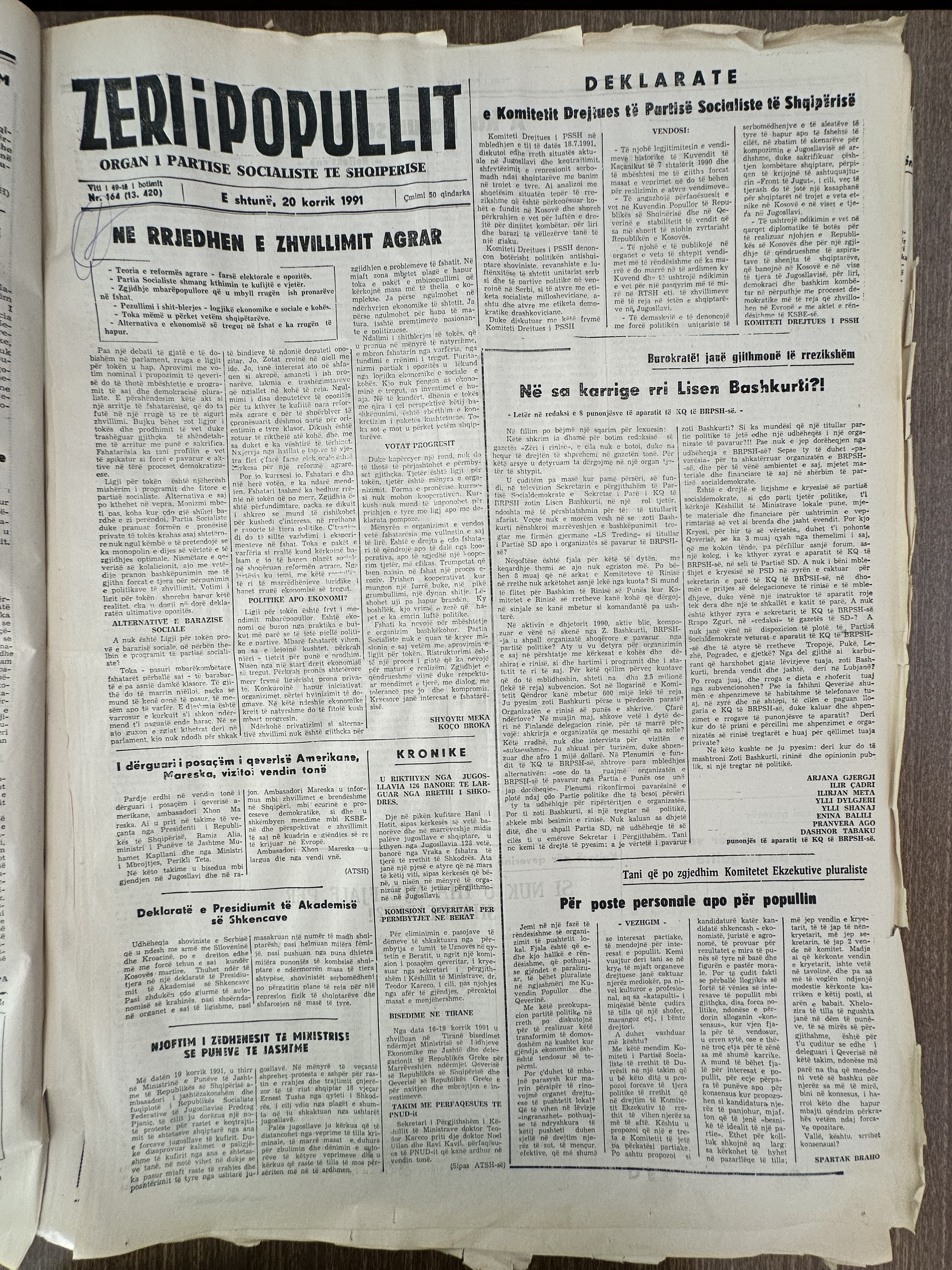 Zëri i Popullit 1991-07-20