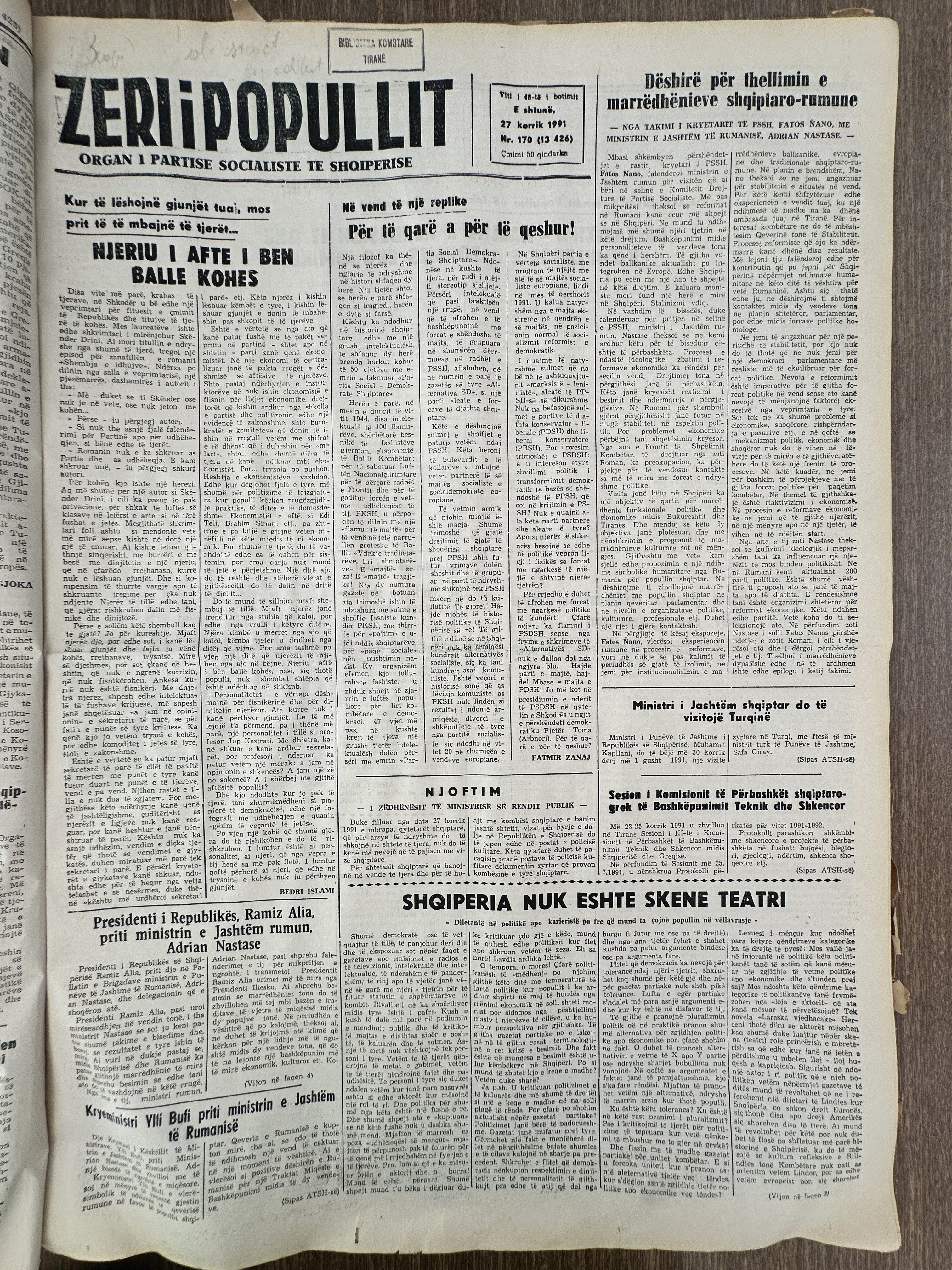 Zëri i Popullit 1991-07-27