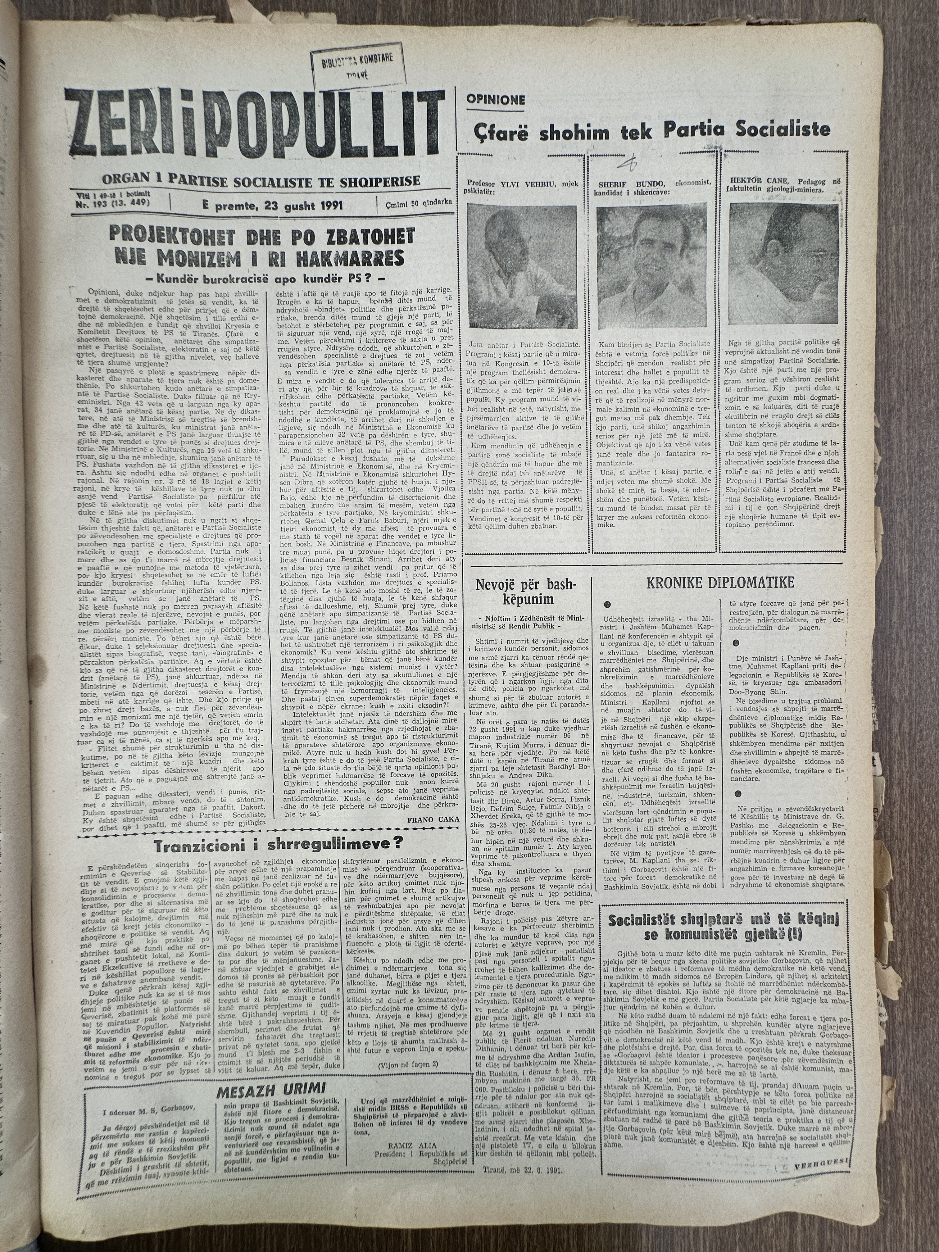 Zëri i Popullit 1991-08-23