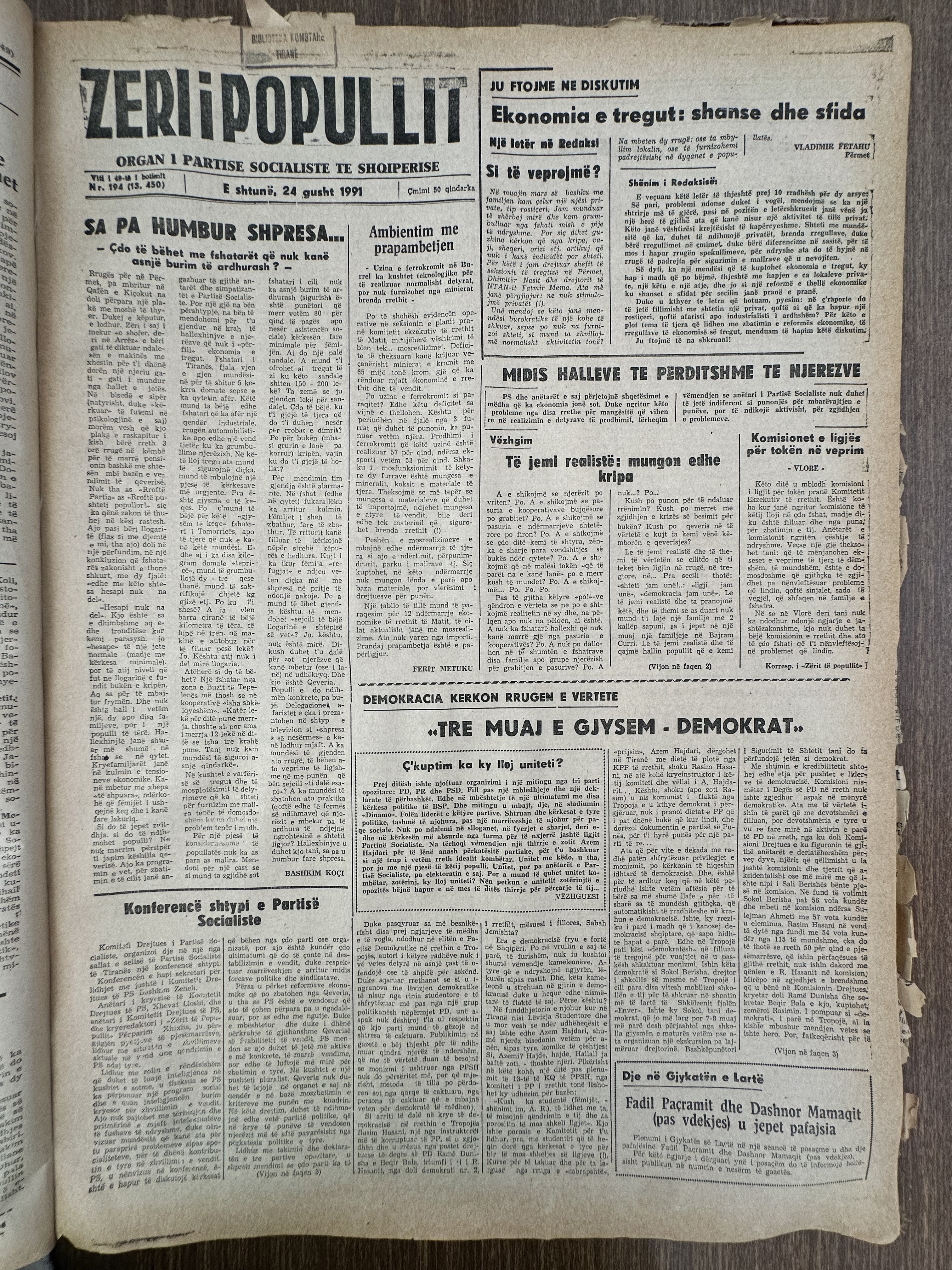 Zëri i Popullit 1991-08-24