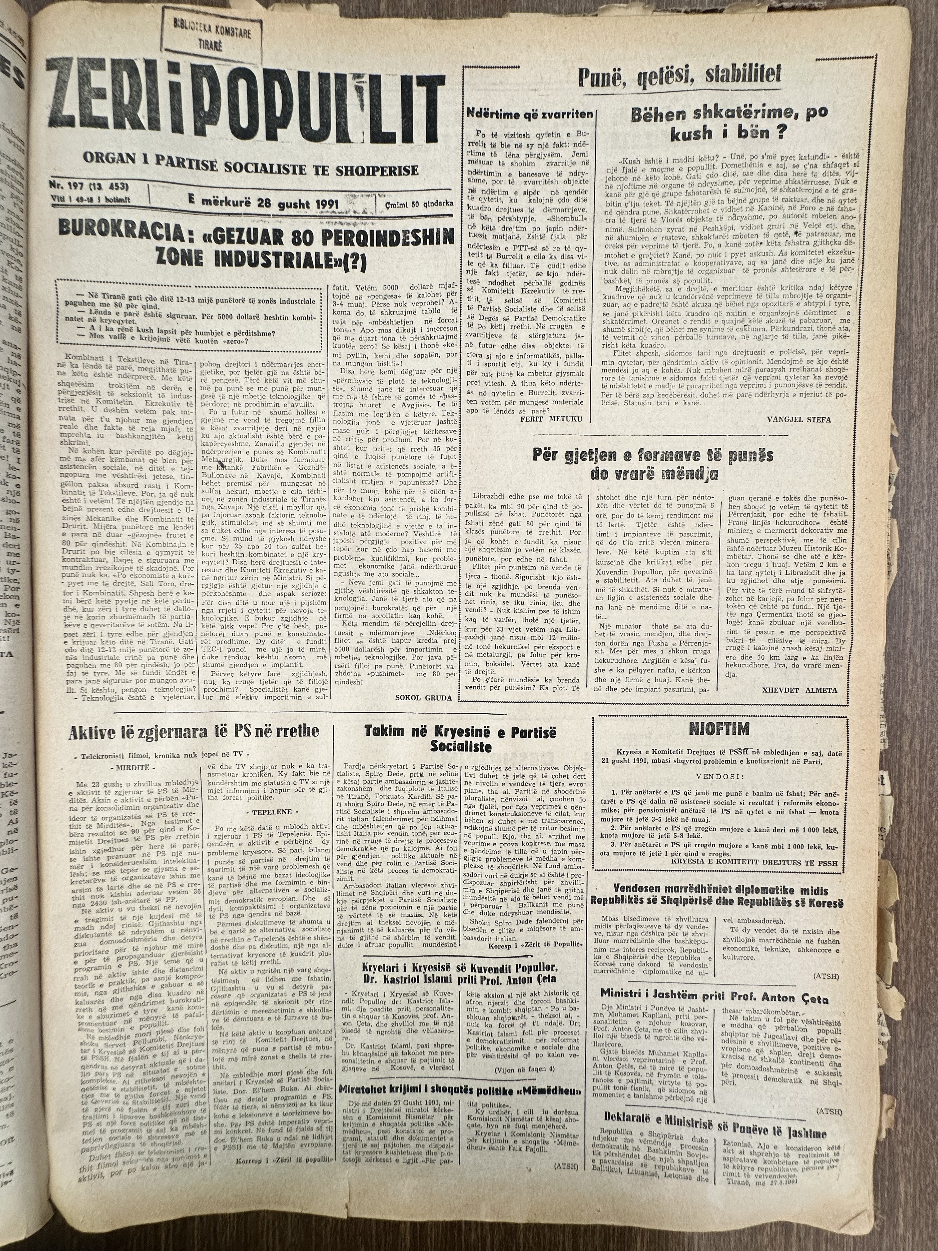 Zëri i Popullit 1991-08-28