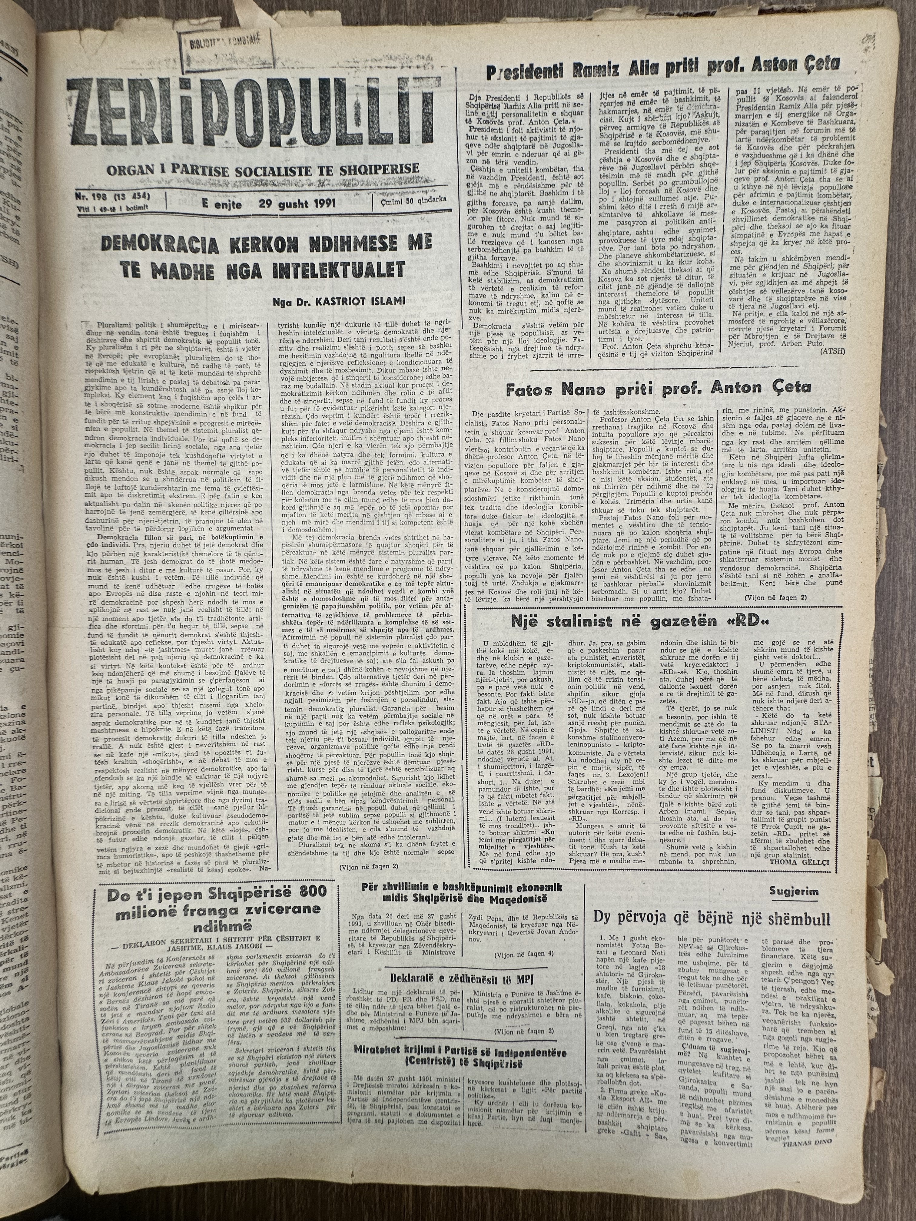 Zëri i Popullit 1991-08-29