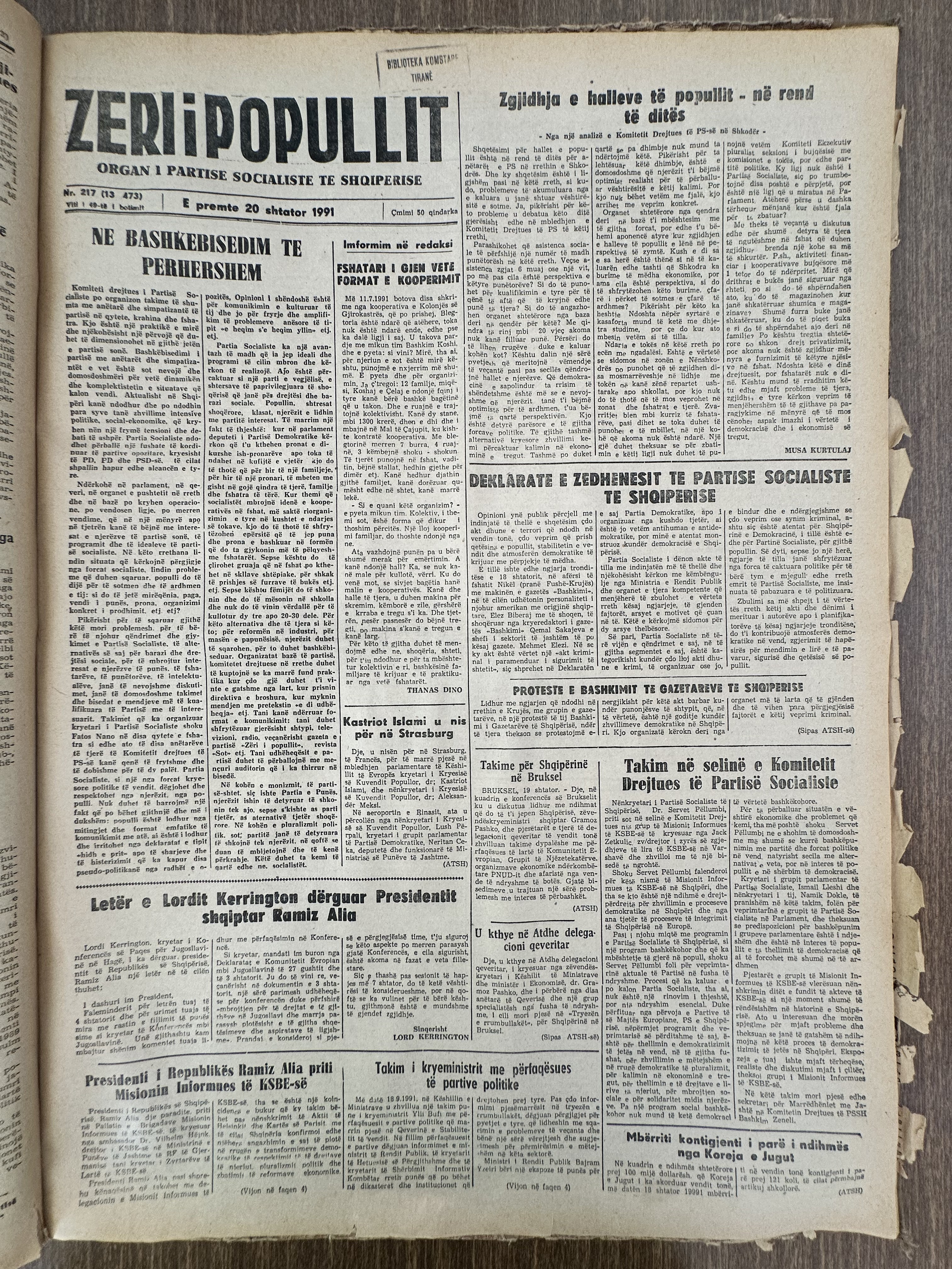 Zëri i Popullit 1991-09-20