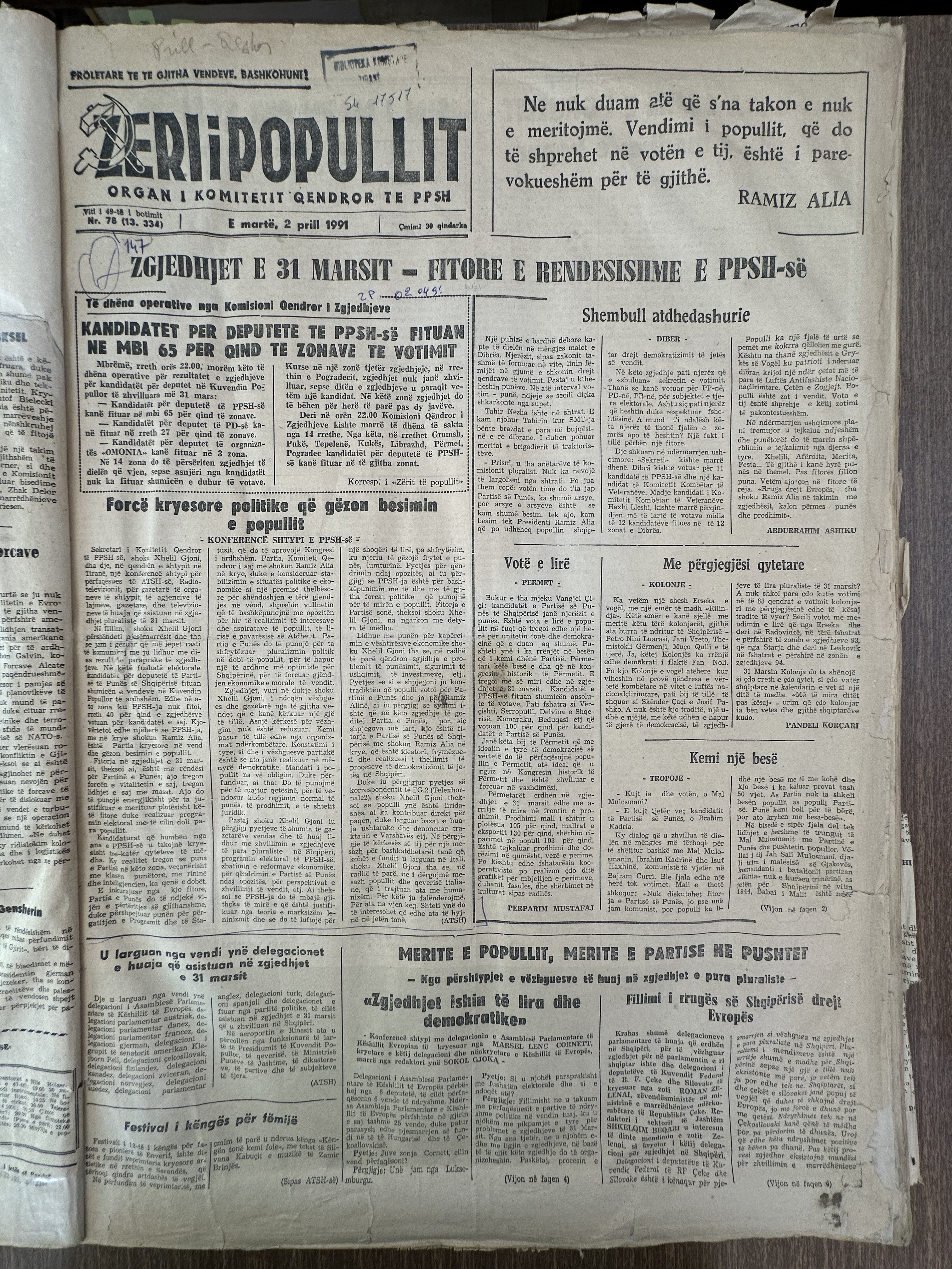 Zëri i Popullit 1991-04-02