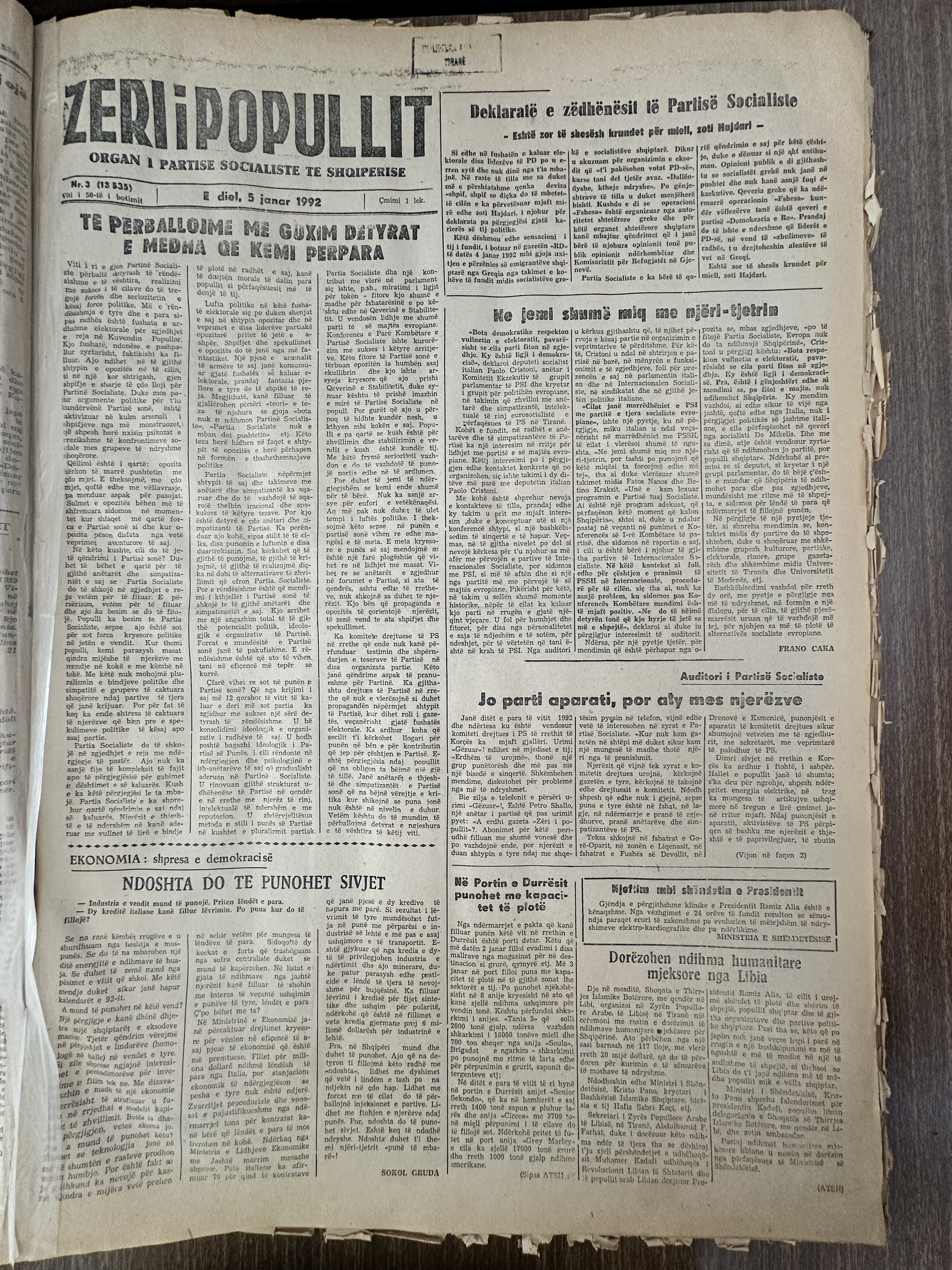 Zëri i Popullit 1992-01-05