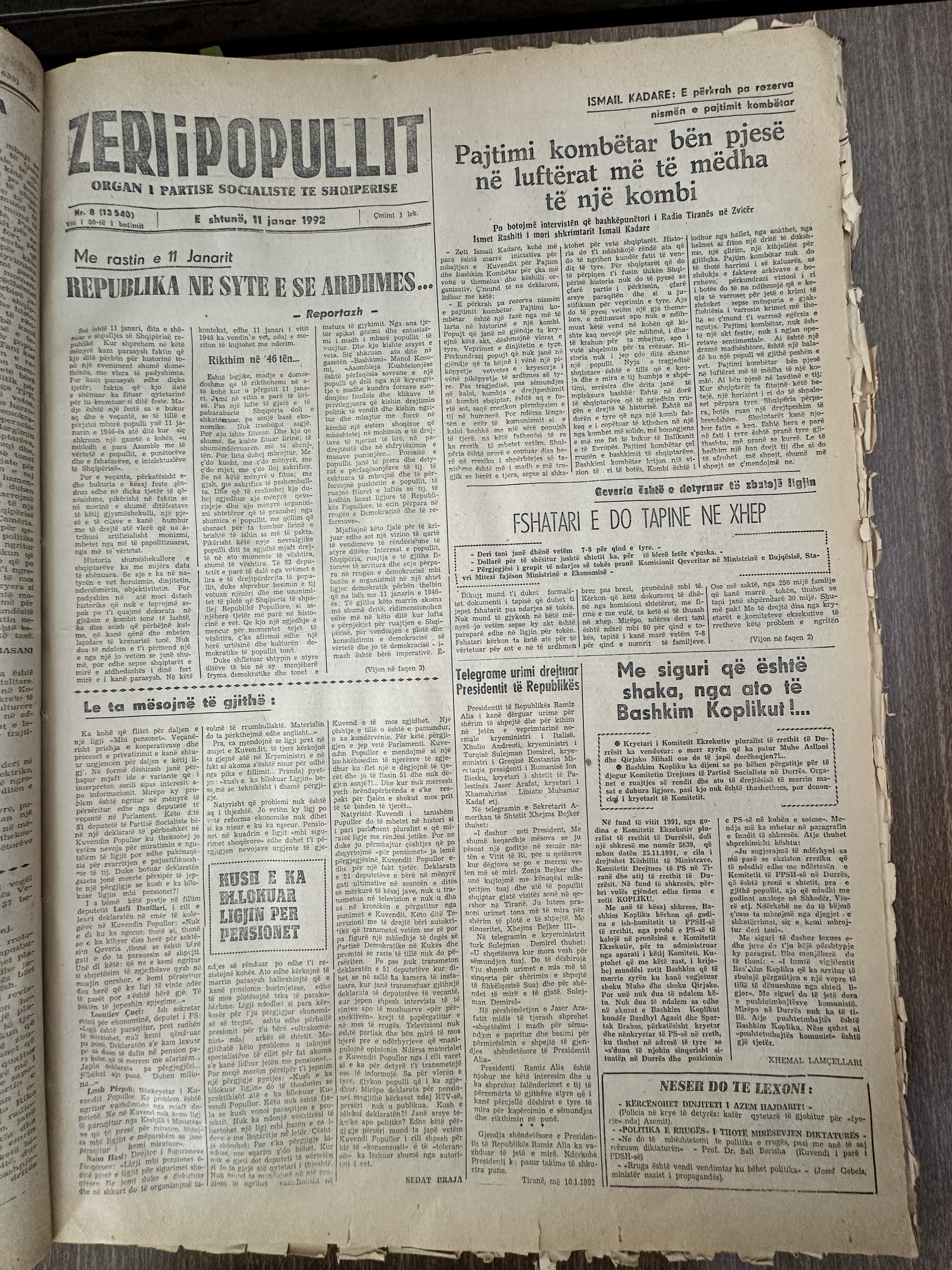 Zëri i Popullit 1992-01-11
