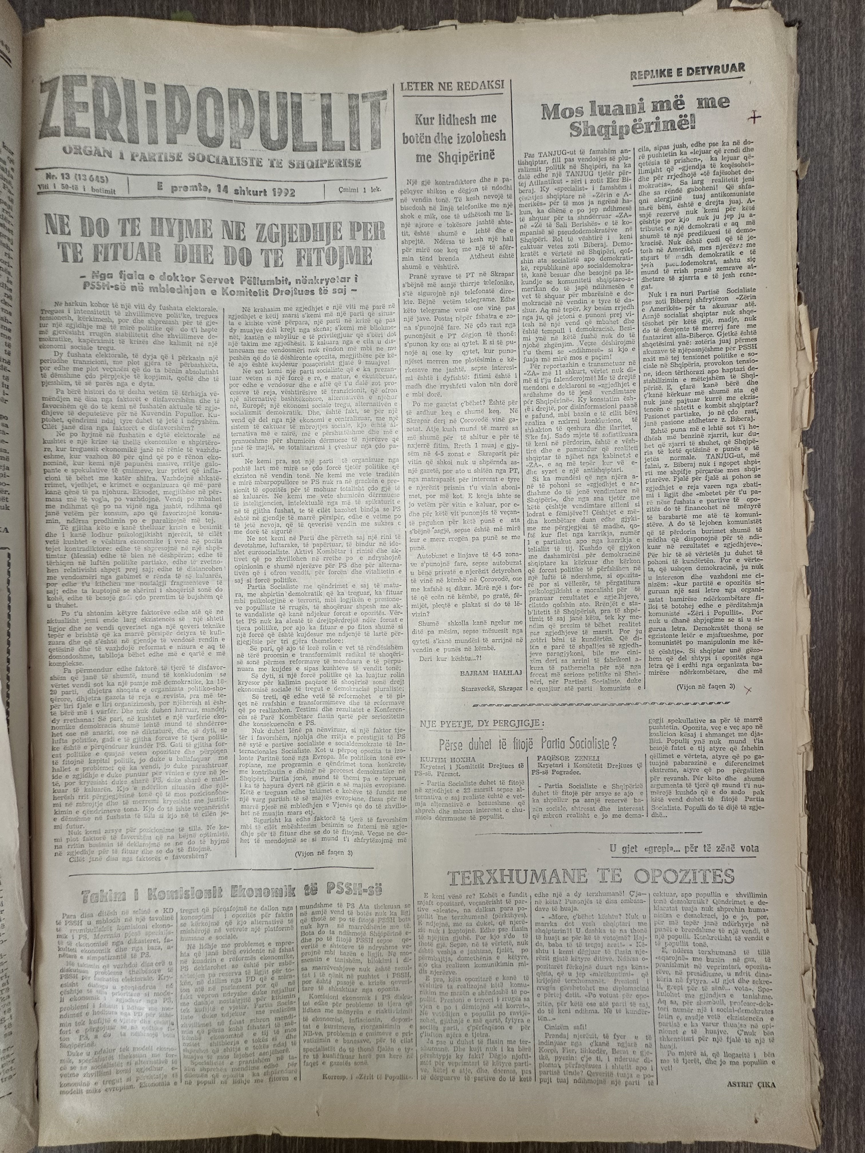 Zëri i Popullit 1992-02-14