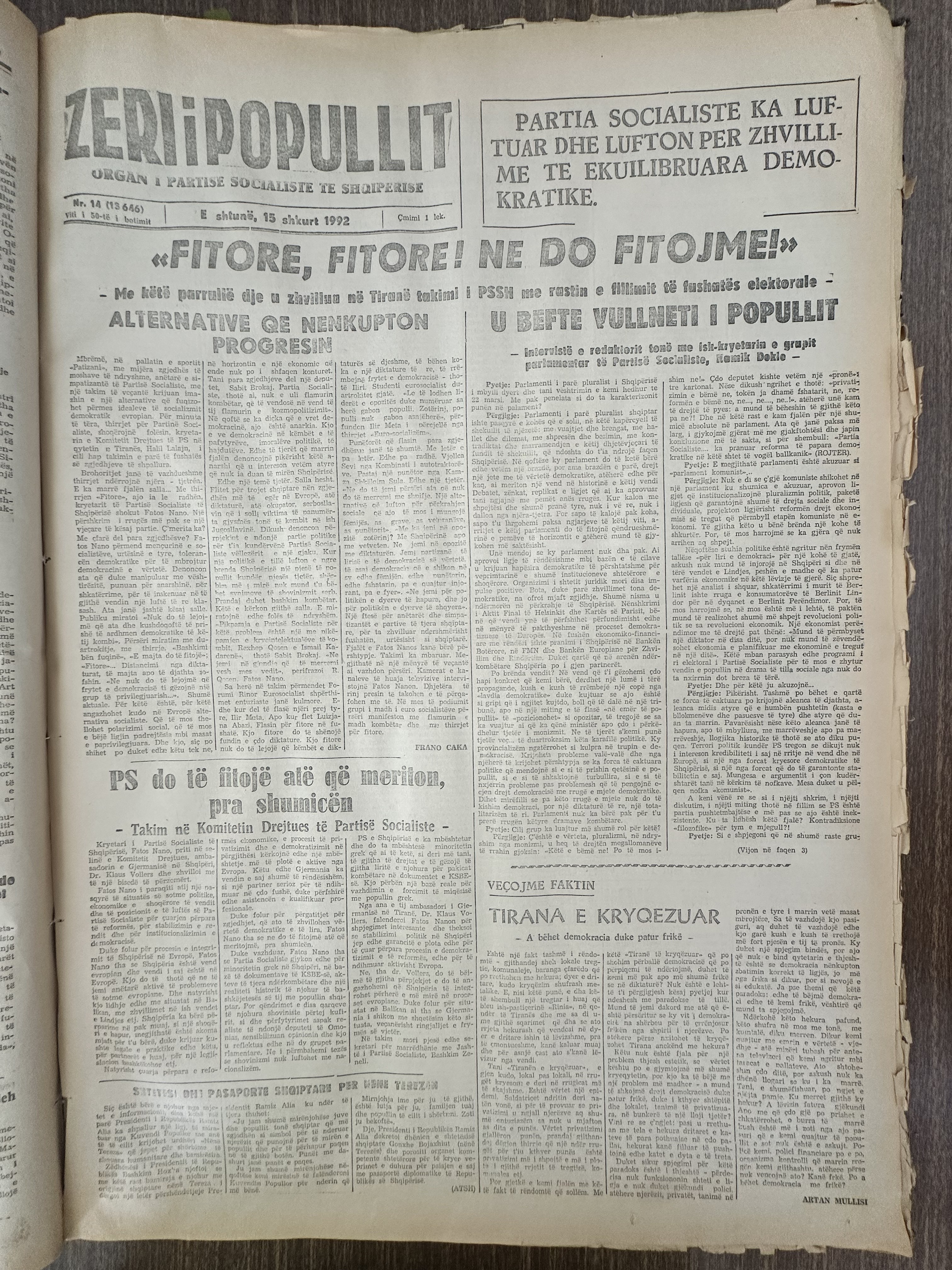 Zëri i Popullit 1992-02-15