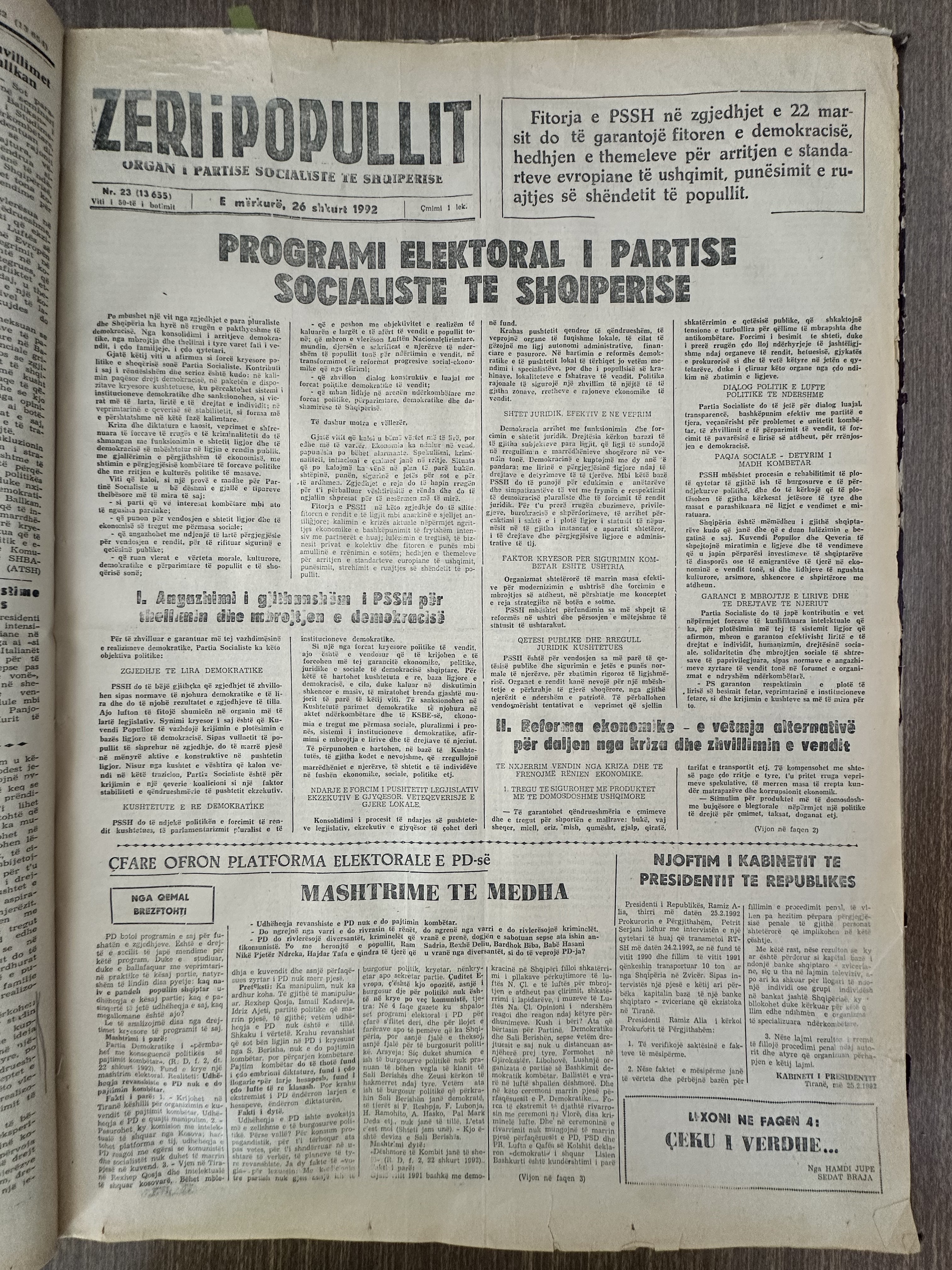 Zëri i Popullit 1992-09-26