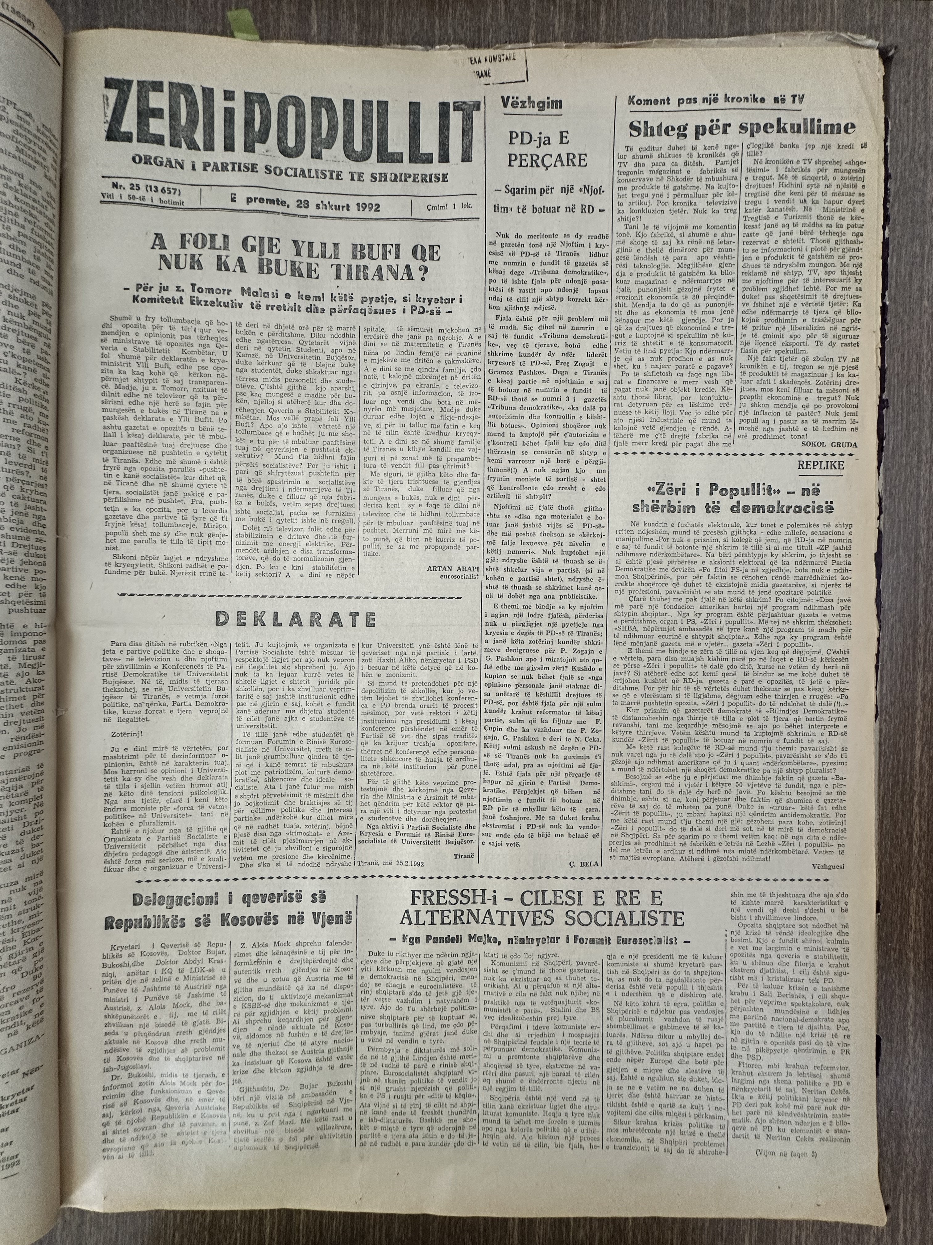 Zëri i Popullit 1992-02-28