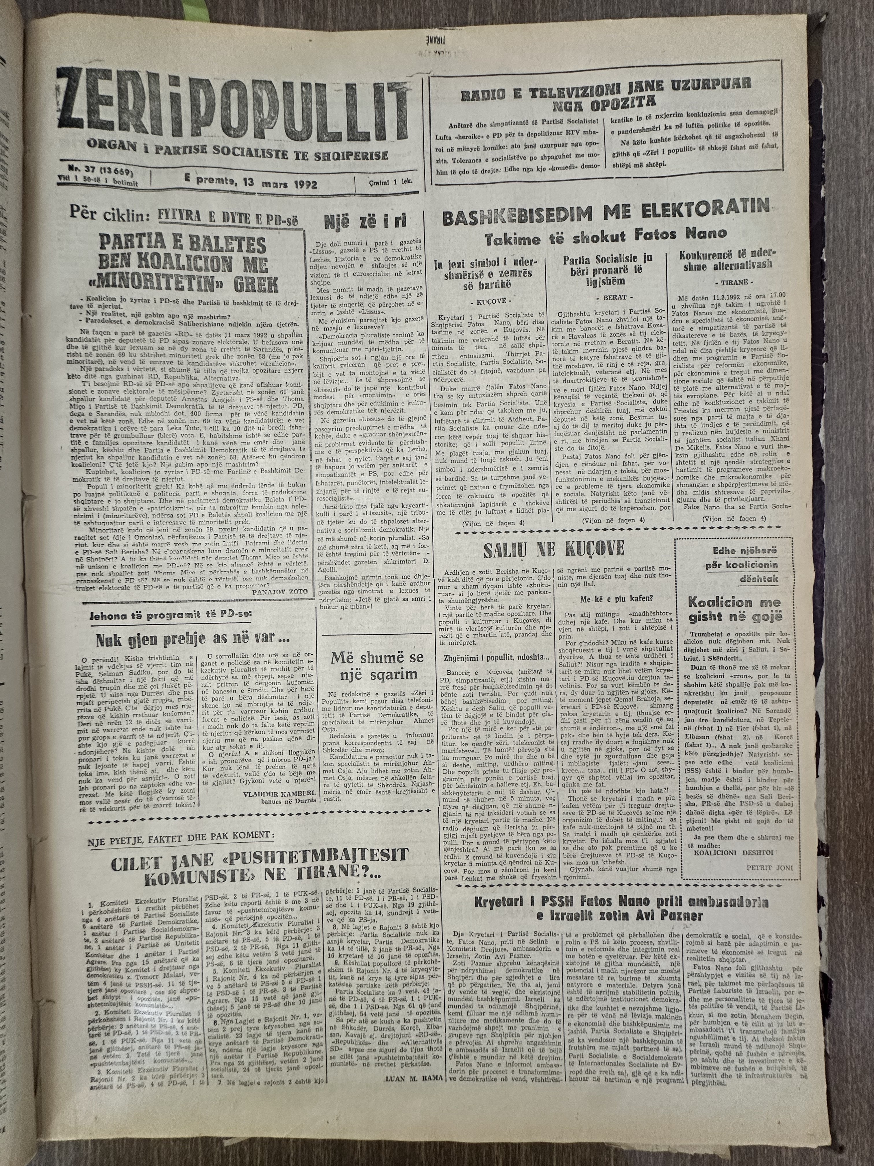 Zëri i Popullit 1992-03-13