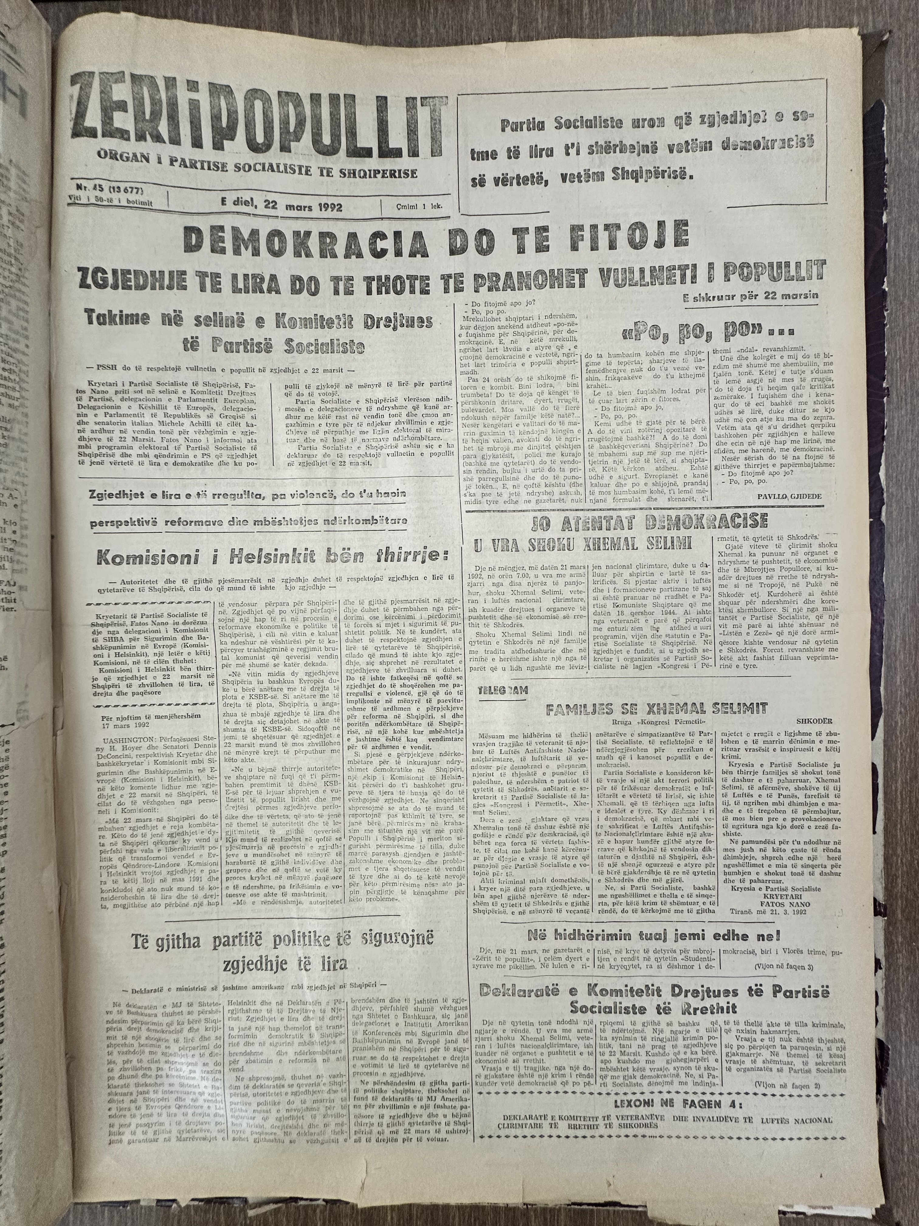 Zëri i Popullit 1992-03-22