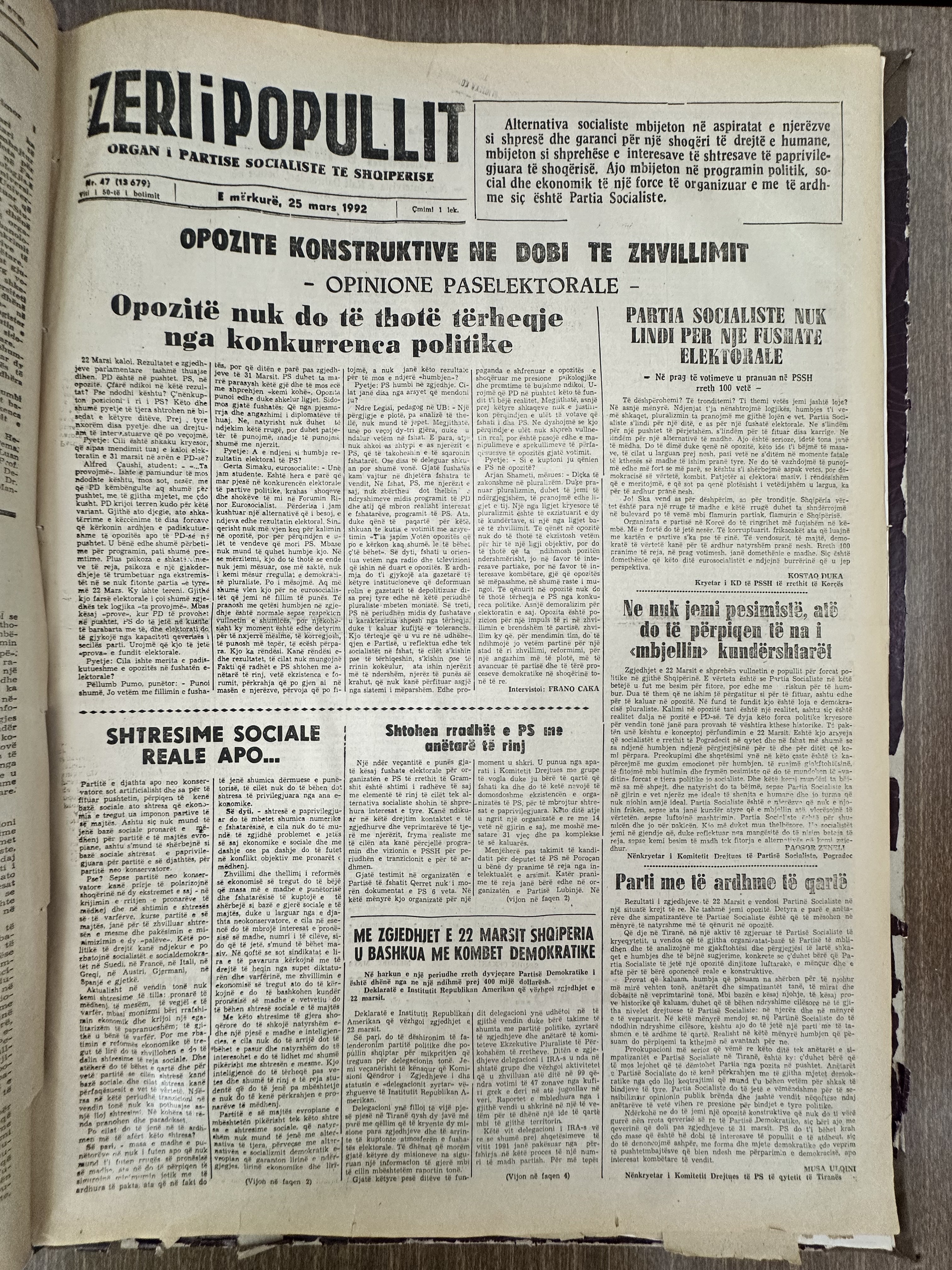 Zëri i Popullit 1992-03-25