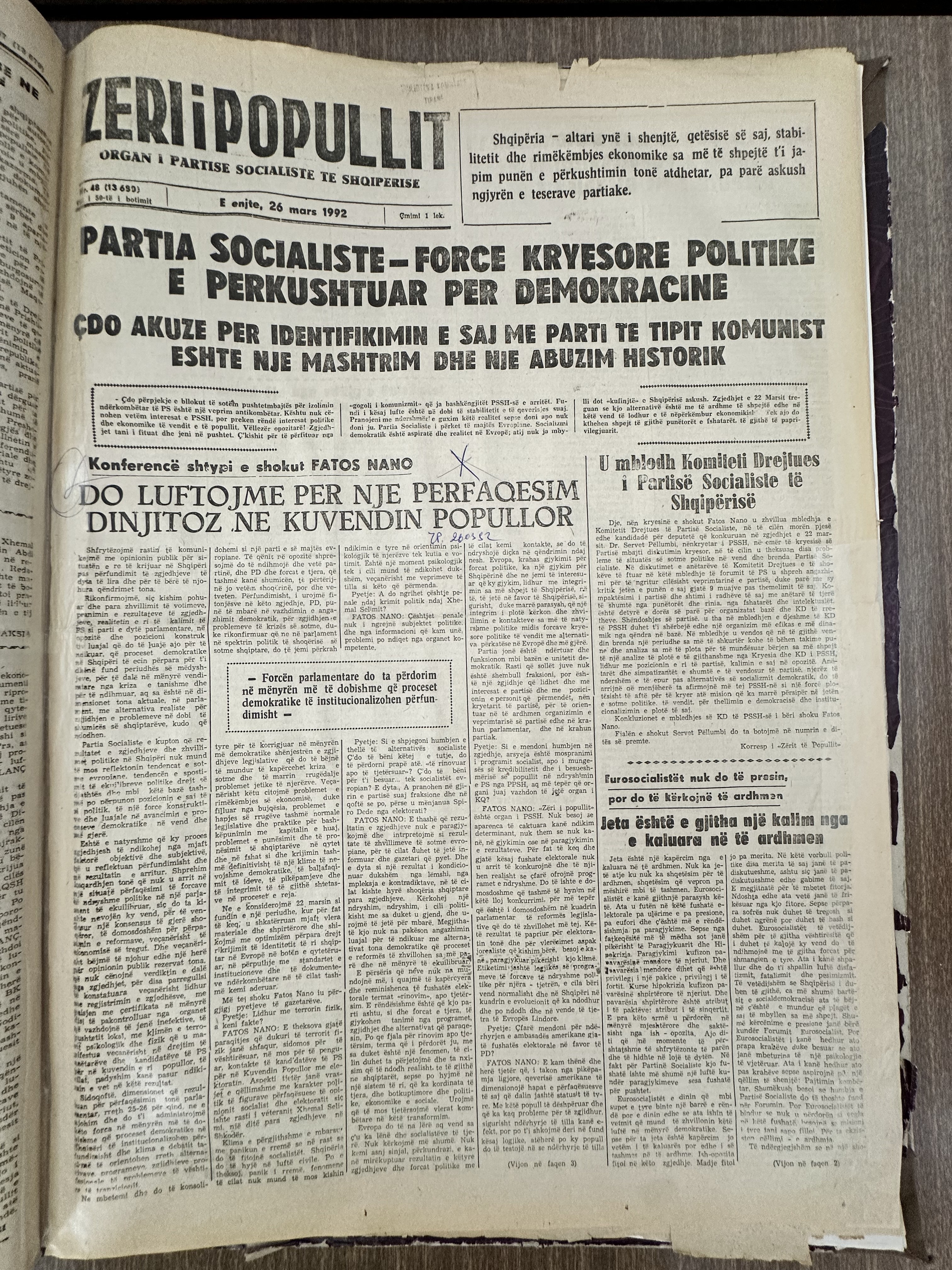 Zëri i Popullit 1992-03-26